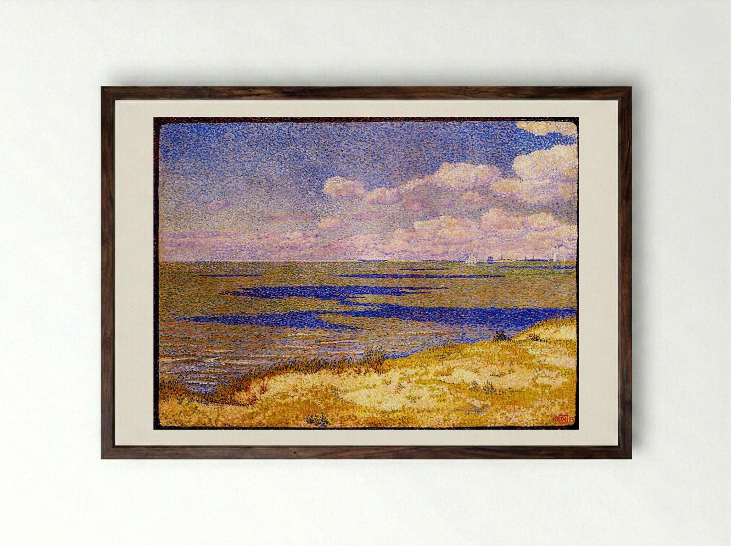 View of the River Scheldt - Théo van Rysselberghe - Framed Print Dark Wood