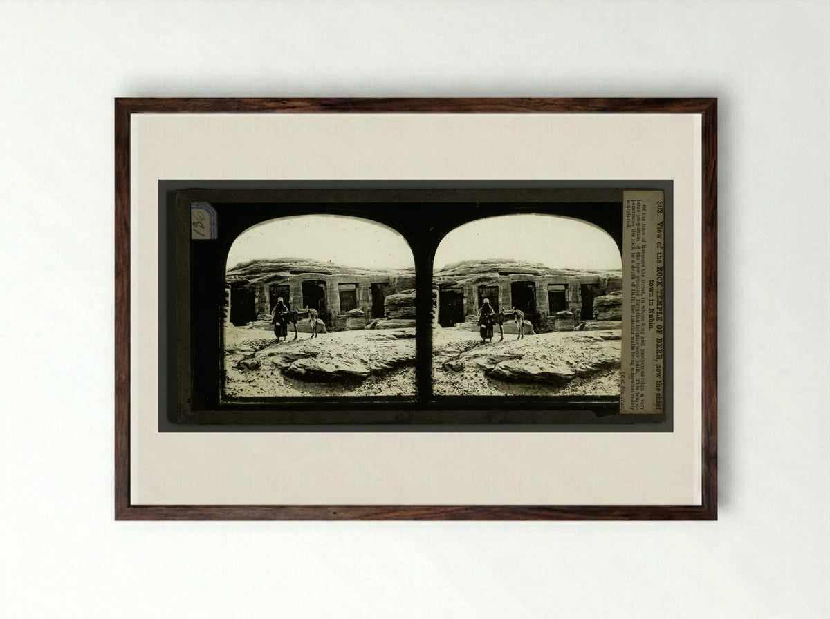 View of the Rock Temple of Derr, Nubia - Francis Frith - Framed Print Dark Wood