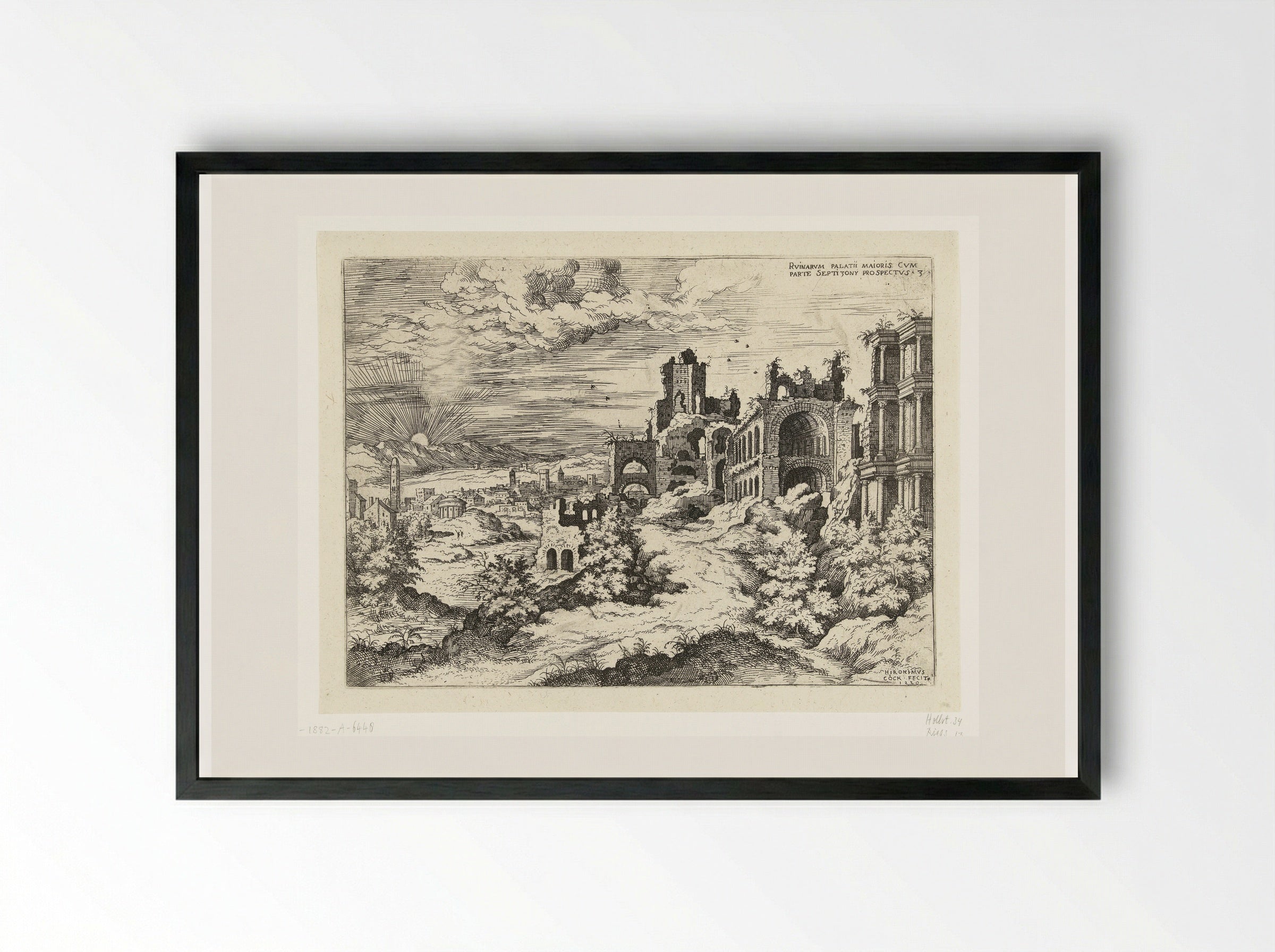 View of the Ruins of the Palatine Hill - Hieronymus Cock - Framed Print Black