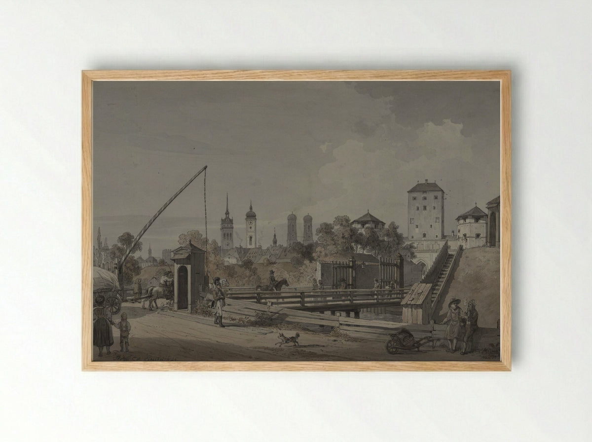 View of the Sendlinger Tor in Munich - Angelo Quaglio (I) - Framed Print Wood