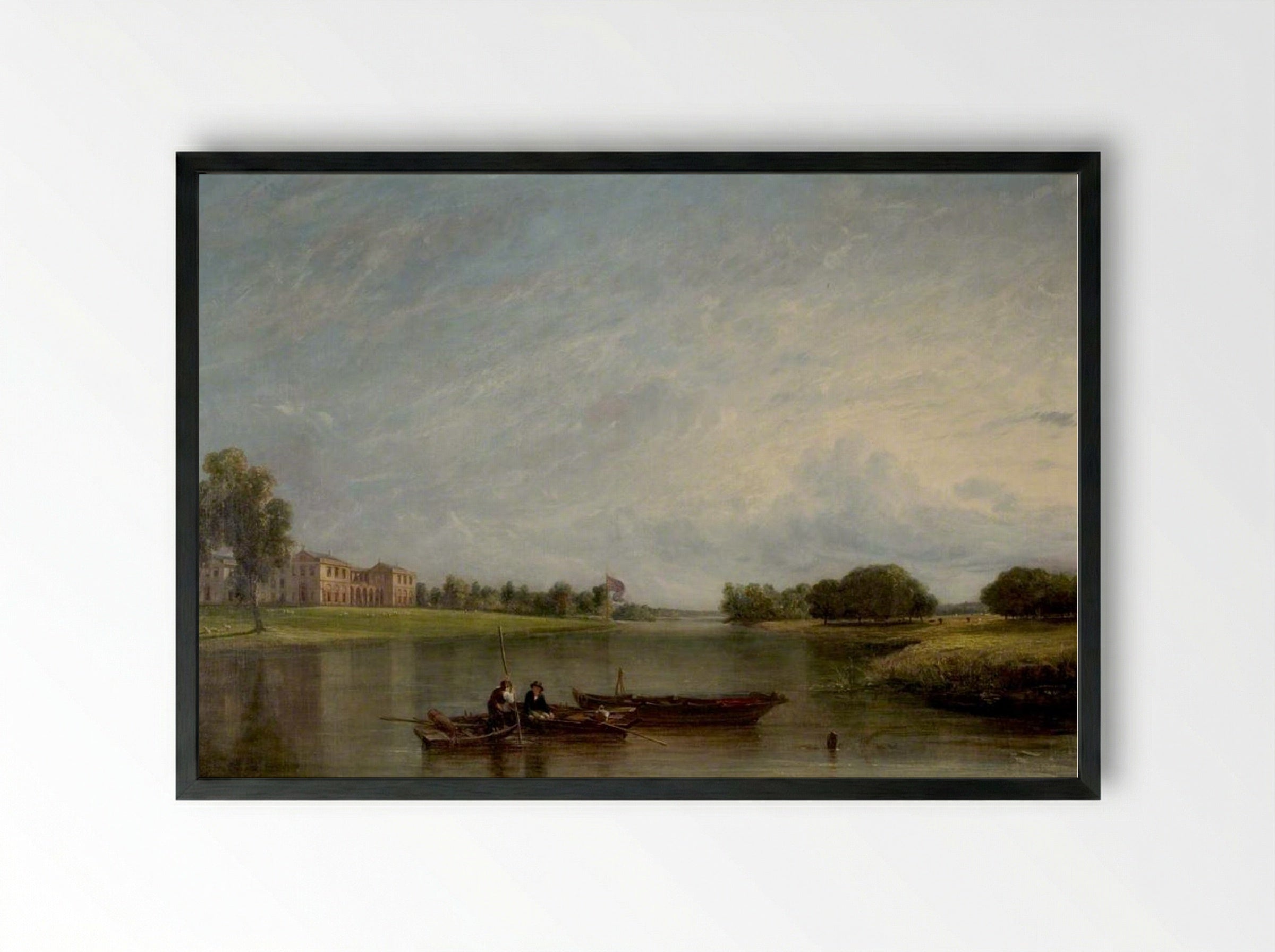 View of the South and West Fronts of Clumber House, Nottinghamshire - William Collins - Framed Print Black