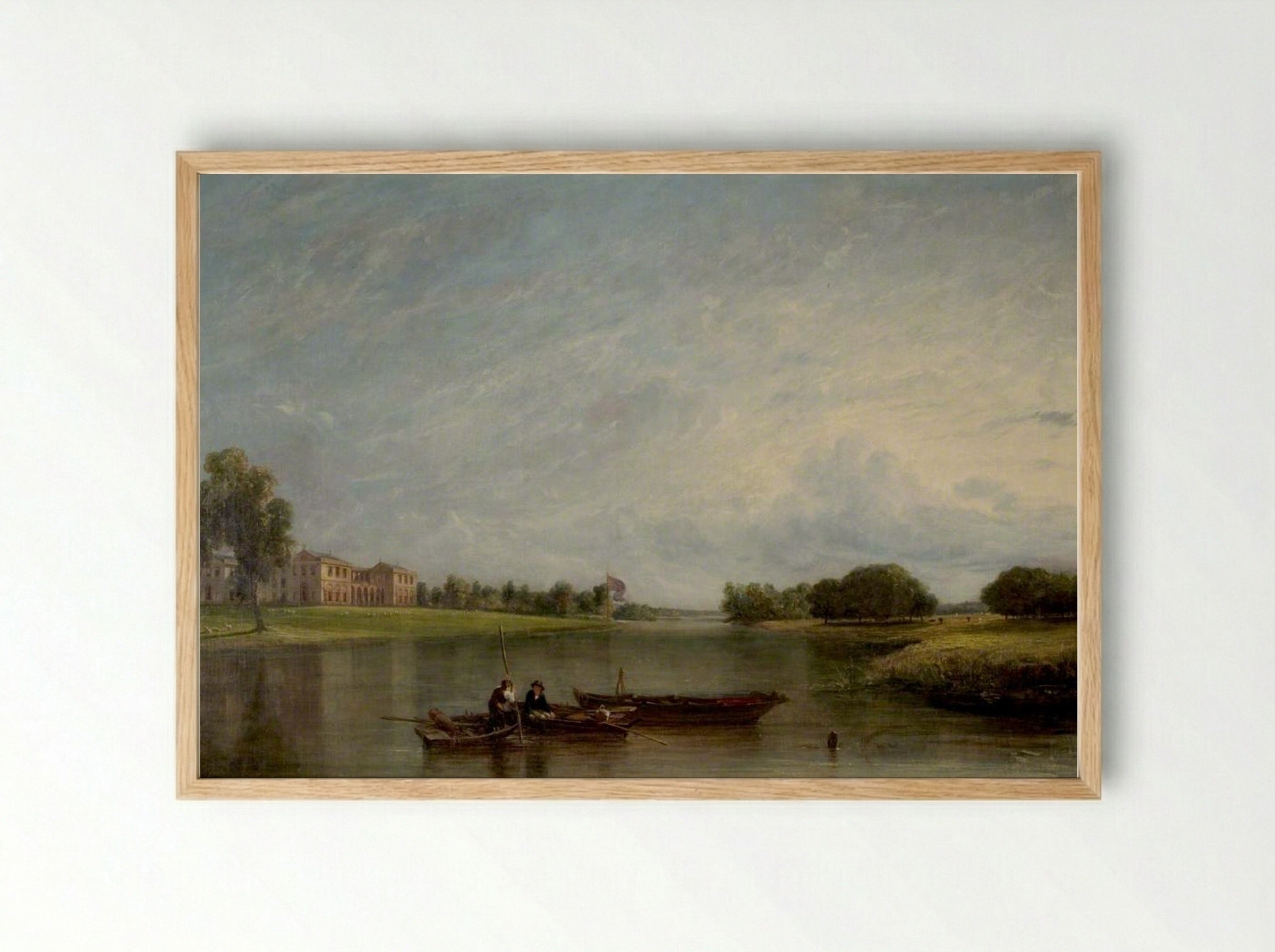 View of the South and West Fronts of Clumber House, Nottinghamshire - William Collins - Framed Print Wood