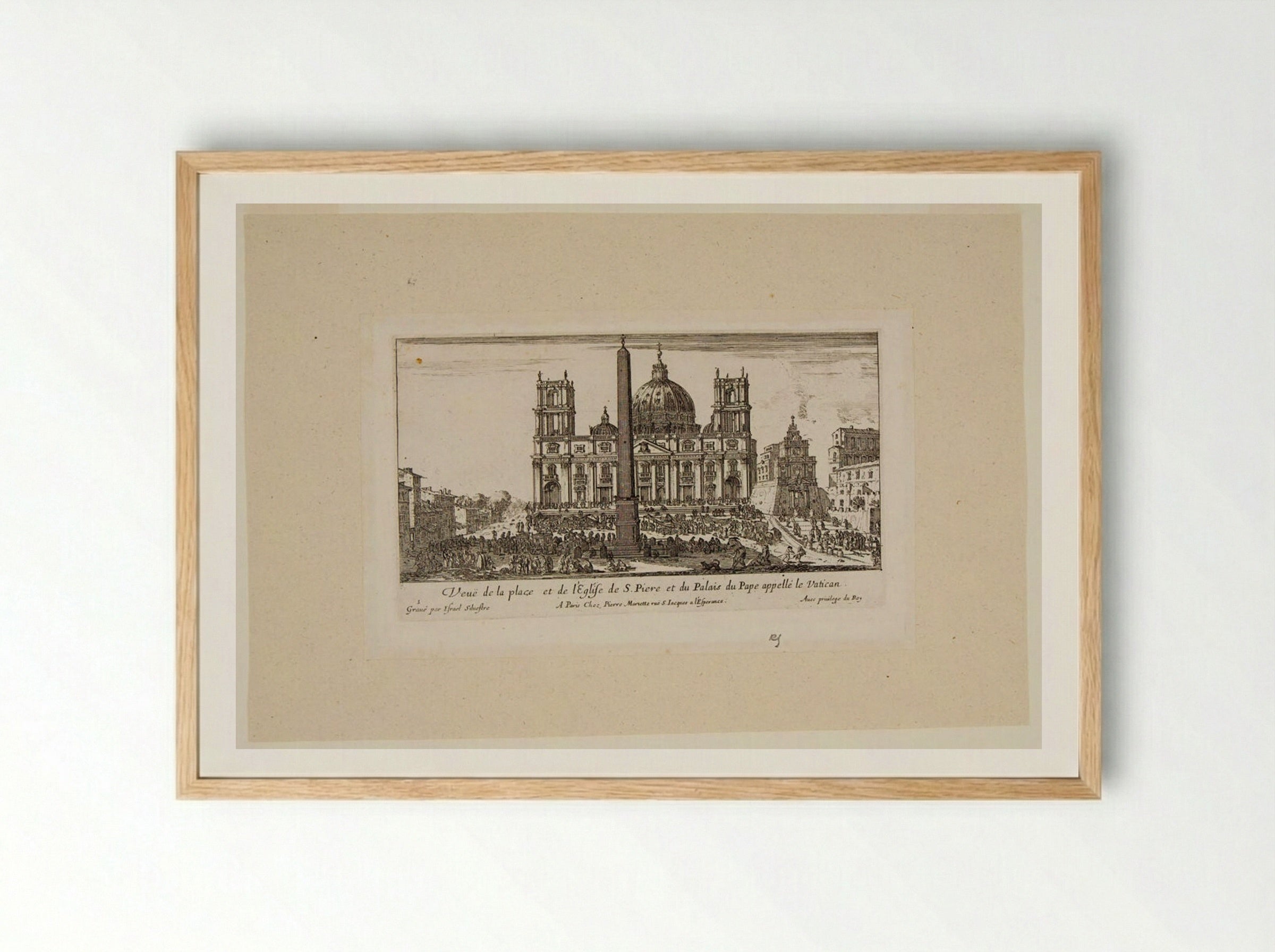 View of the Square and the Church of St. Peter and of the Palace of the Pope called the Vatican - Israël Silvestre - Framed Print Wood