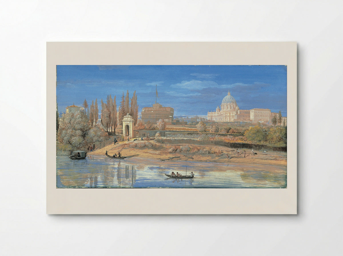 View of the Tiber with Castel Sant'Angelo and St. Peter's Basilica - Caspar van Wittel - Poster