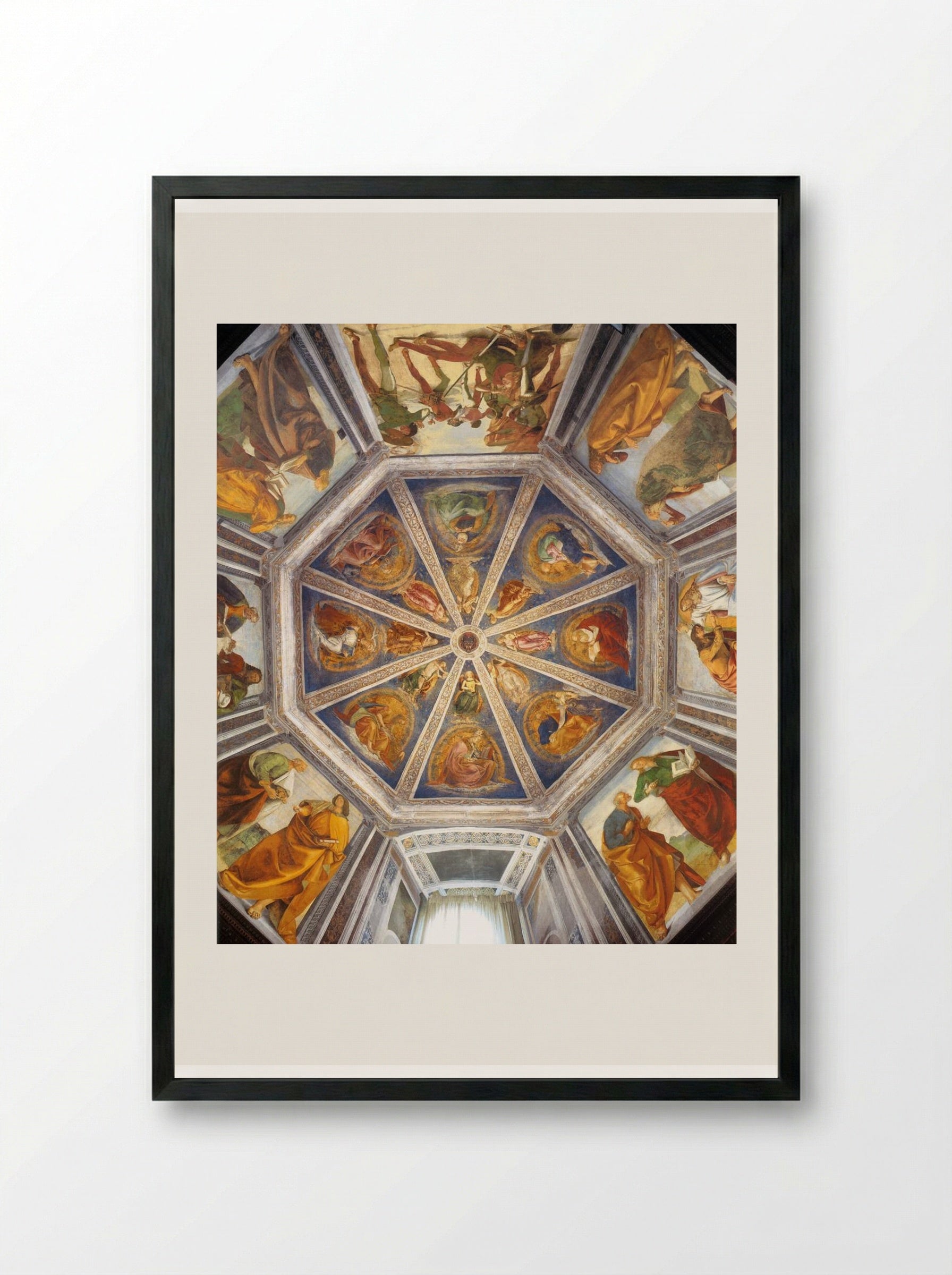 View of the Vaulting of the Sacristy of St. John - Luca Signorelli - Framed Print Black