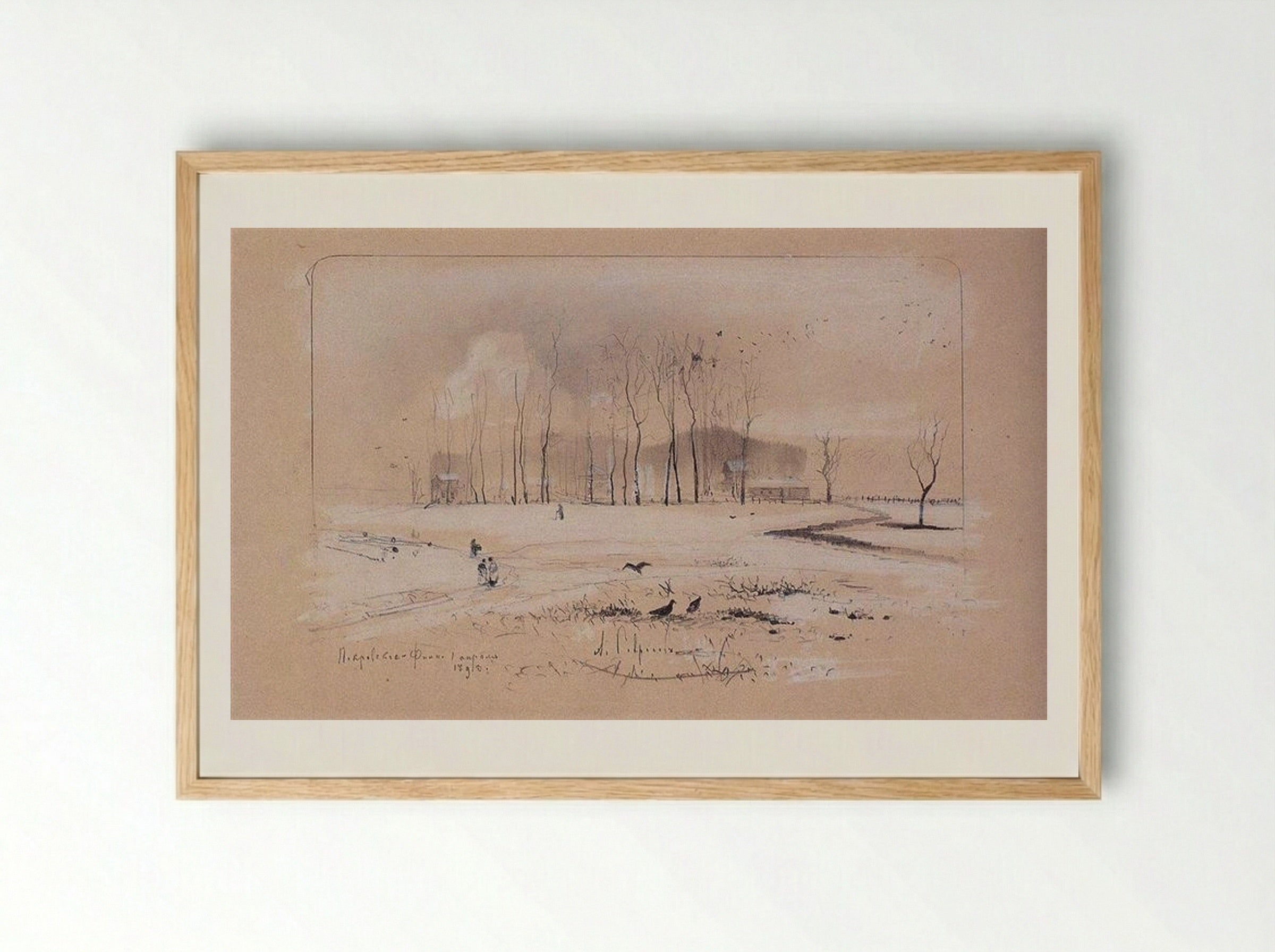 View of the Village Pokrovskoye-Fili - Aleksey Savrasov - Framed Print Wood
