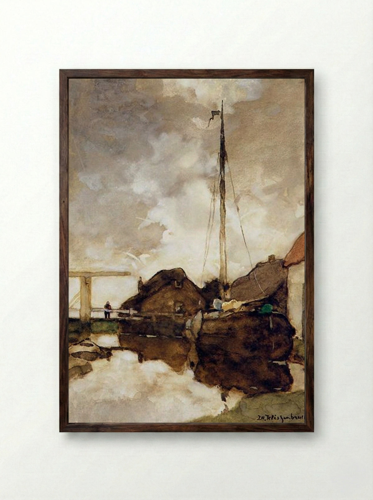 View on a Canal - Johan Hendrik Weissenbruch - Framed Print Dark Wood