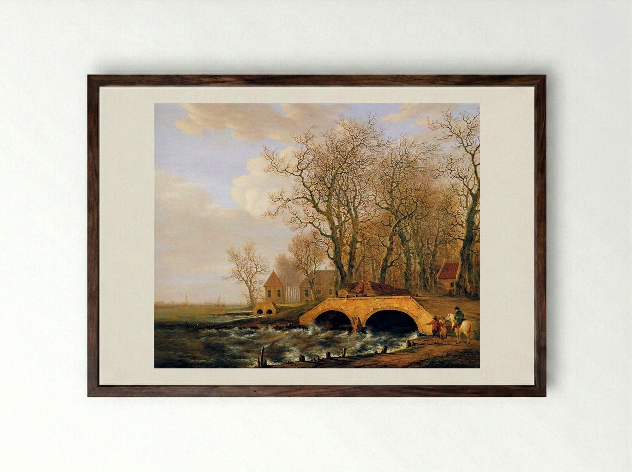 View on the Nederwaard - Jacob van Strij - Framed Print Dark Wood