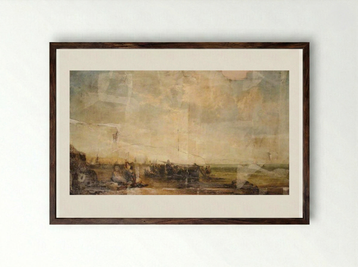 View on the South Coast - James Webb - Framed Print Dark Wood