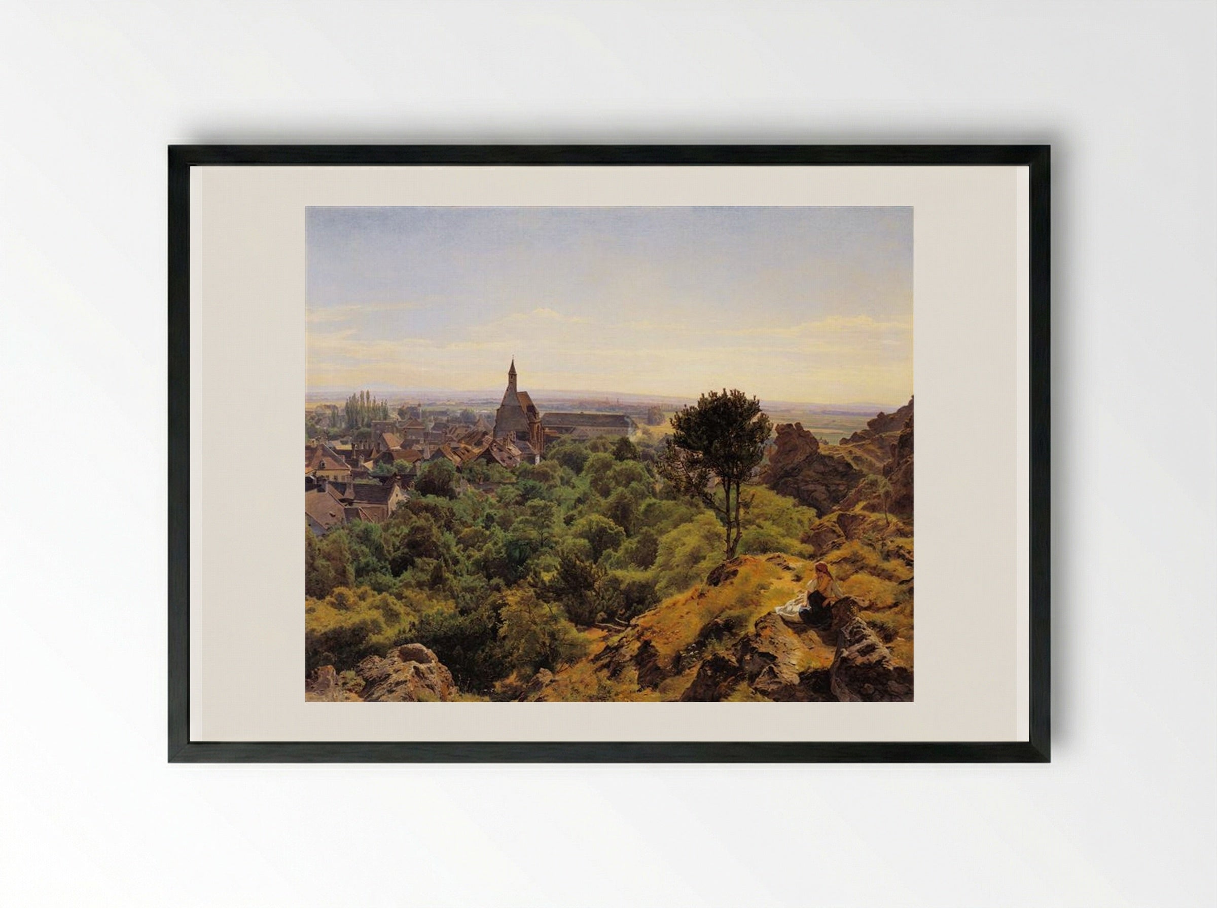 View to Mödling - Ferdinand Georg Waldmüller - Framed Print Black