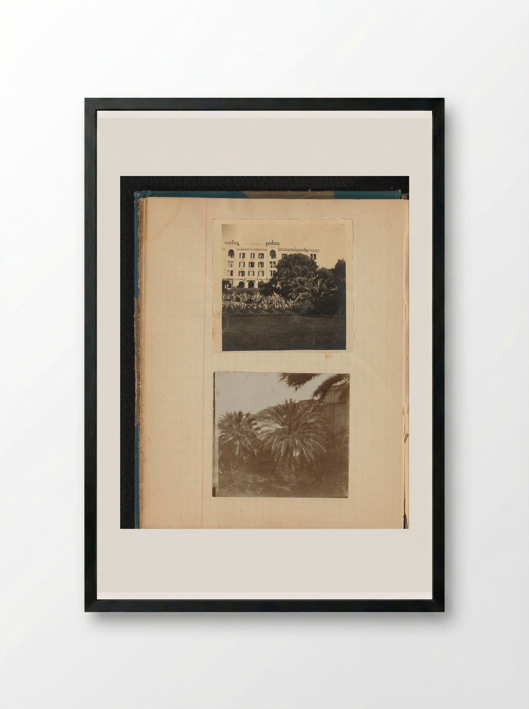 View with Palm Trees from the Former Hotel Schweizerhof in Ajaccio, Corsica - Théodore van Lelyveld - Framed Print Black