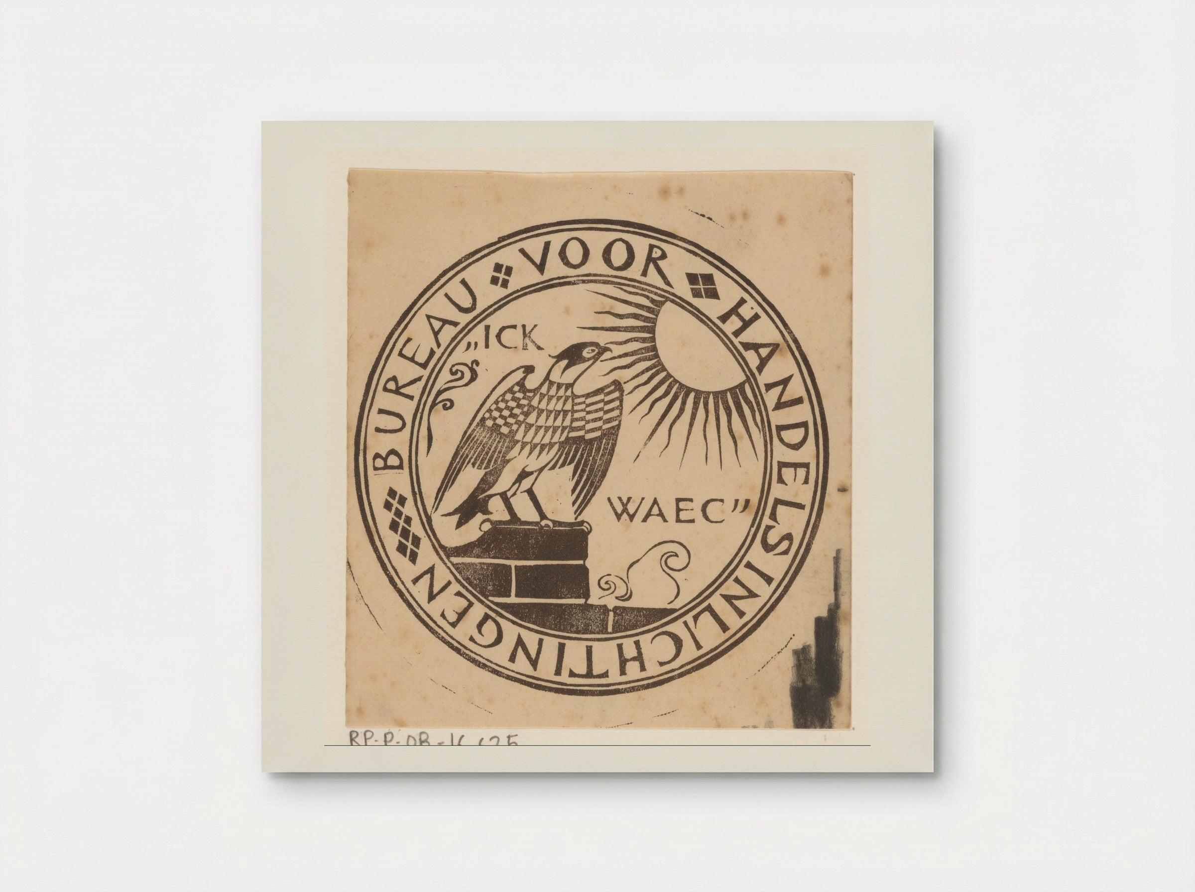 Vignet met een roofvogel die naar de zon staart - Gerrit Willem Dijsselhof - Poster