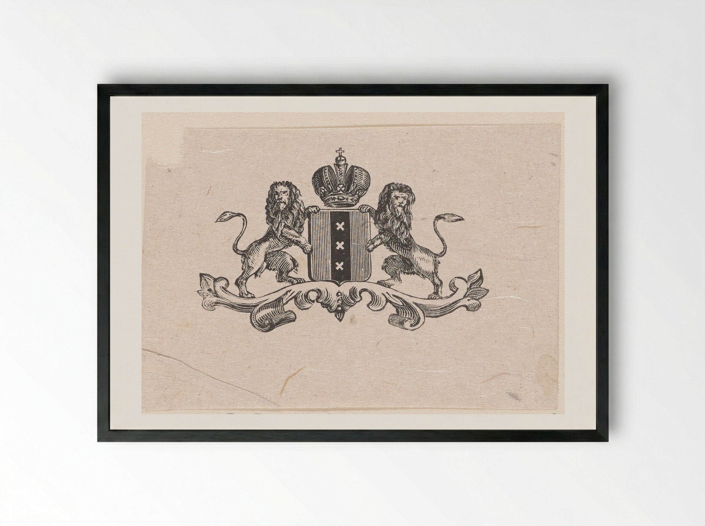 Vignet met het wapen van de stad Amsterdam - Isaac Weissenbruch - Framed Print Black