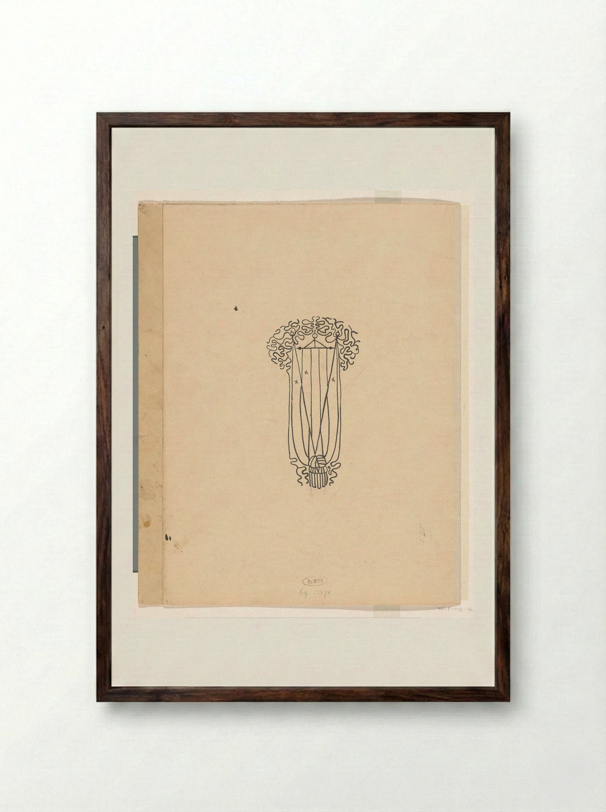 Vignet met kwasten - Carel Adolph Lion Cachet - Framed Print Dark Wood