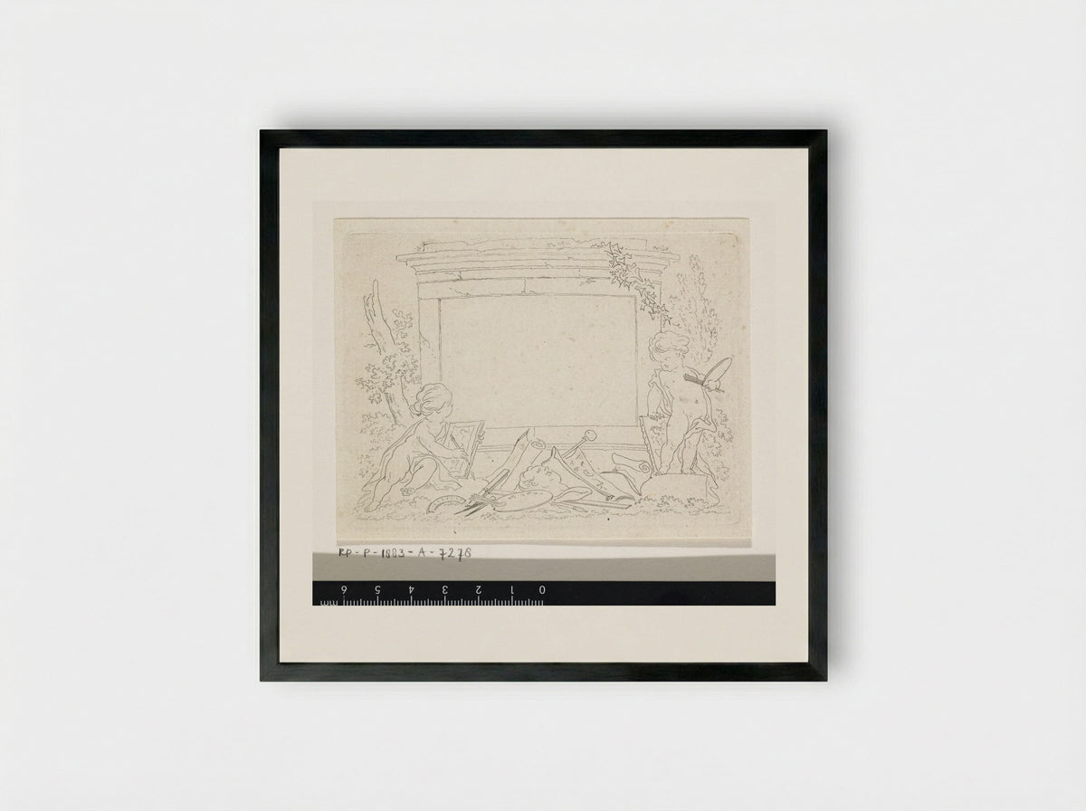 Vignet met teken- en schildergerei - Derk Anthony van de Wart - Framed Print Black