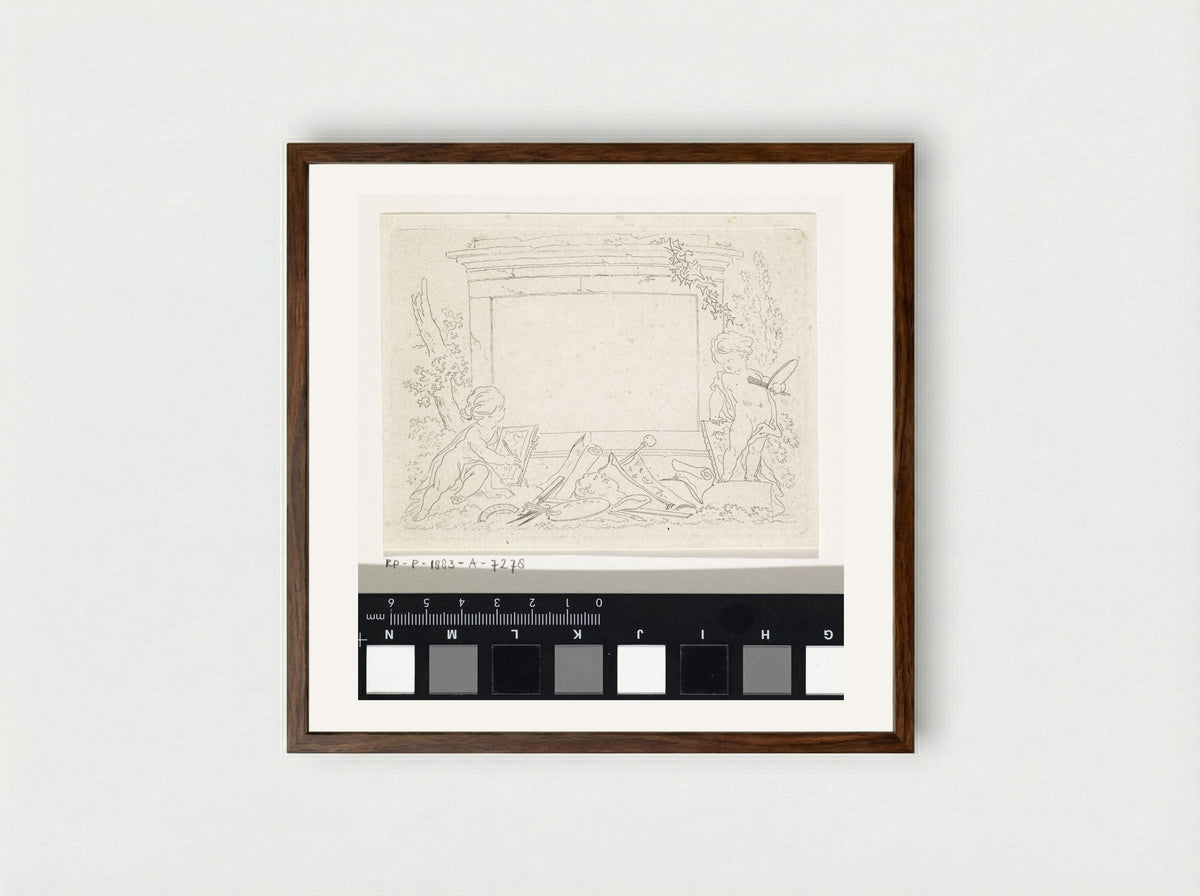 Vignet met teken- en schildergerei - Derk Anthony van de Wart - Framed Print Dark Wood