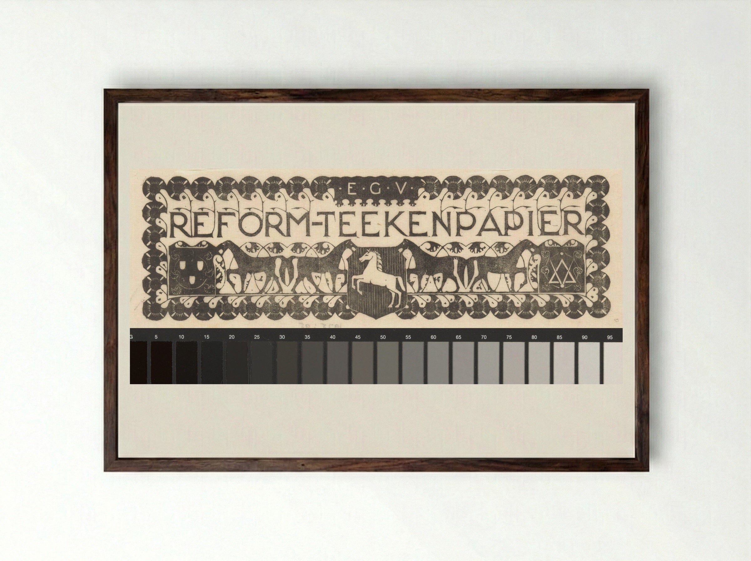 Vignet van E.G.V. Reform-Teekenpapier - Mathieu Lauweriks - Framed Print Dark Wood