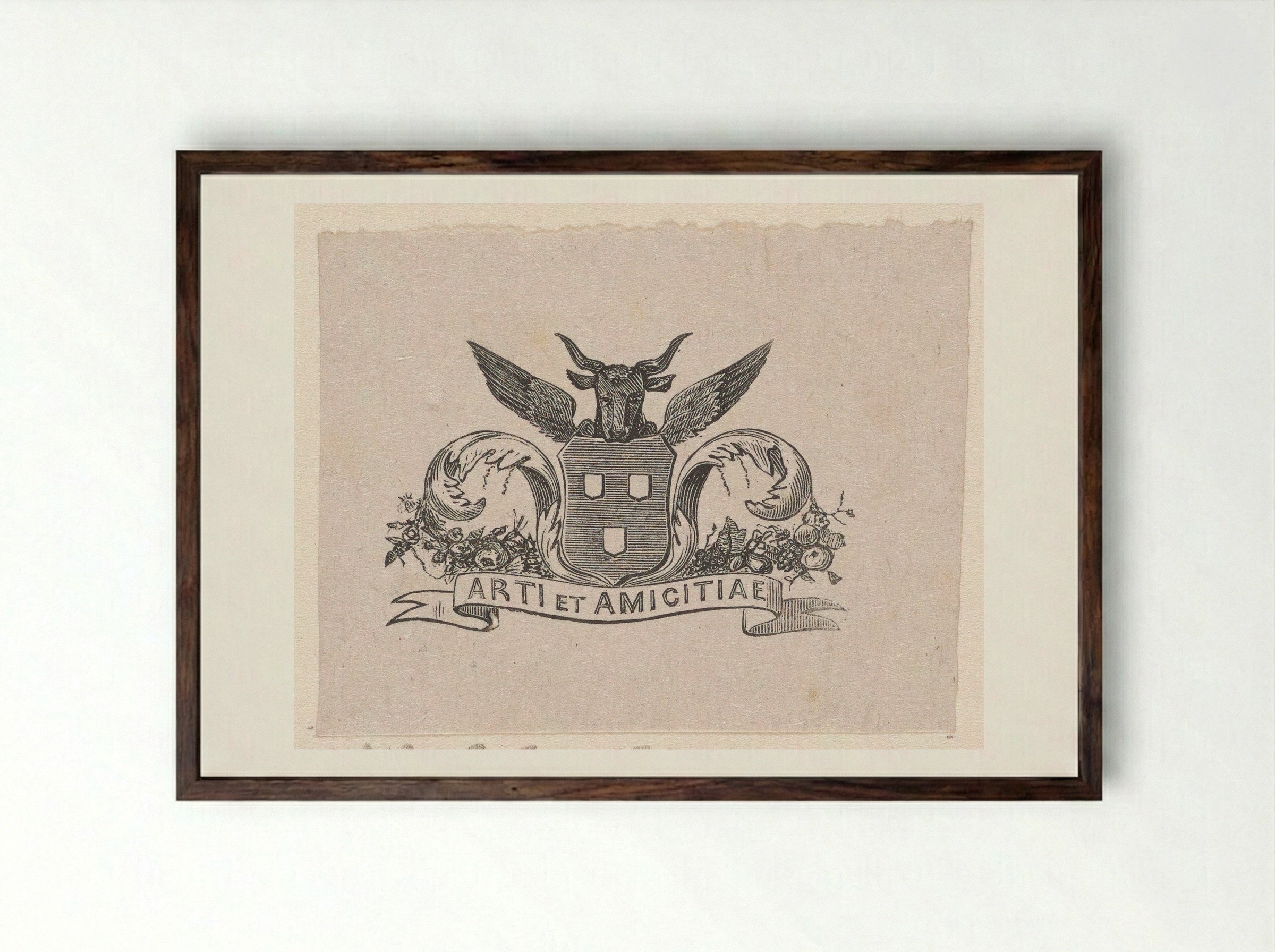 Vignet van kunstenaarsvereniging 'Arti et amicitiae' te Amsterdam - Isaac Weissenbruch - Framed Print Dark Wood