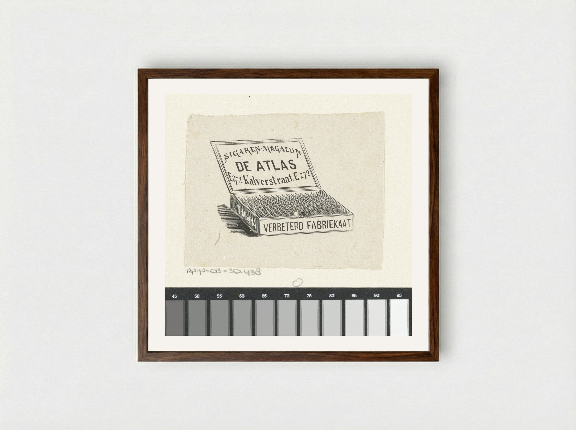 Vignet van sigarenmagazijn 'De Atlas' te Amsterdam - Isaac Weissenbruch - Framed Print Dark Wood