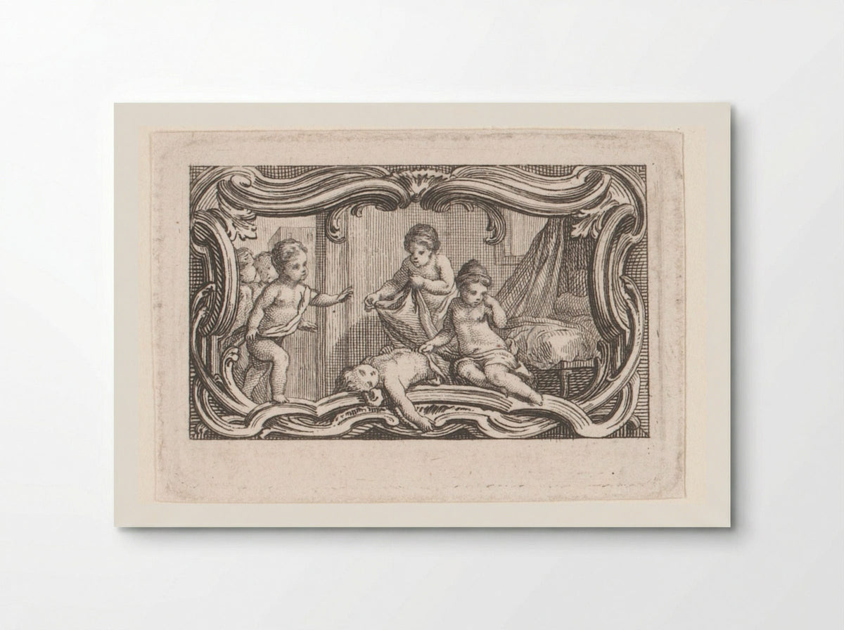 Vignette with Putti Covering a Sleeping Putto - Jacques-Philippe Le Bas - Poster