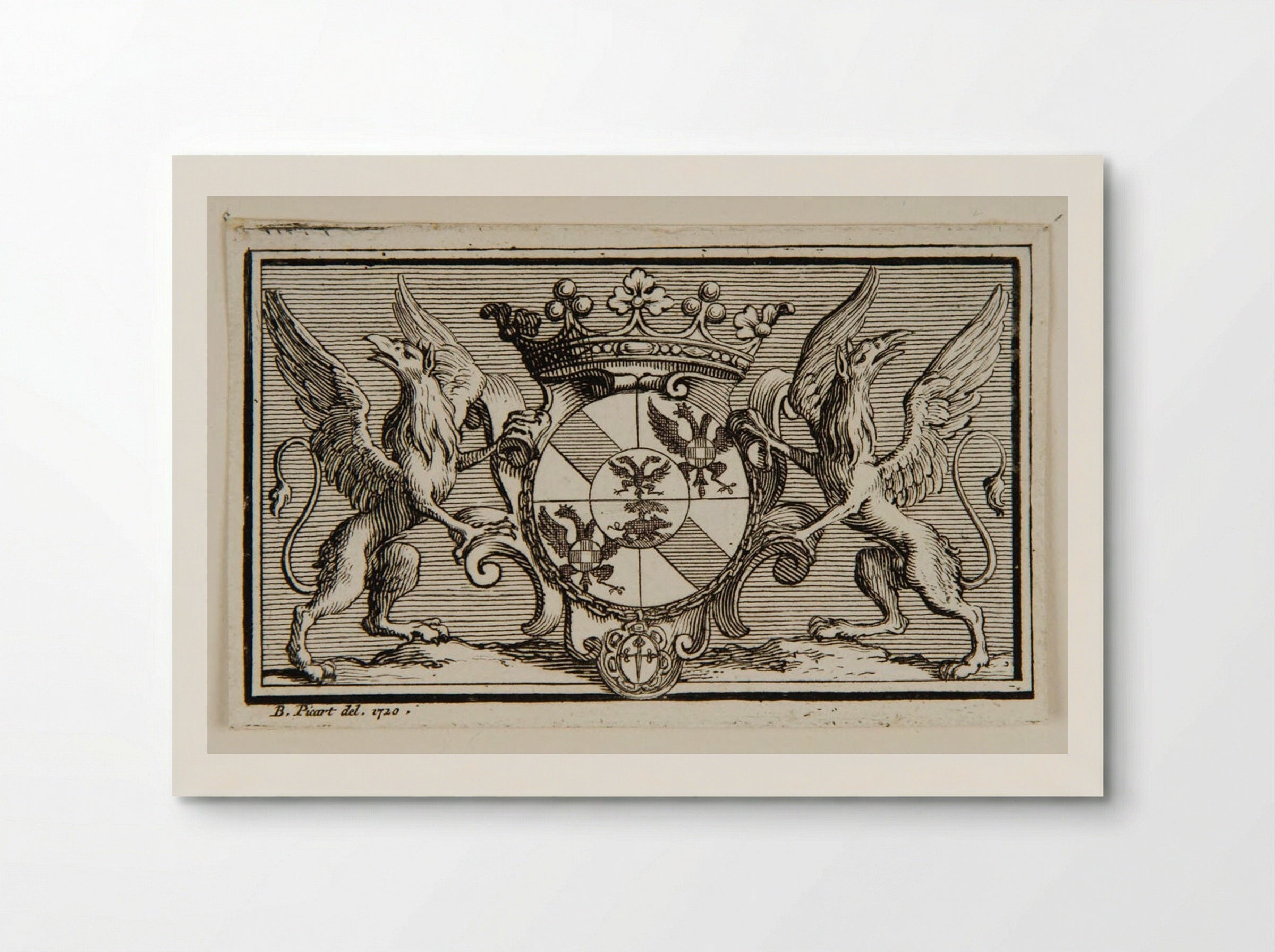 Vignette with Two Griffins - Bernard Picart - Poster