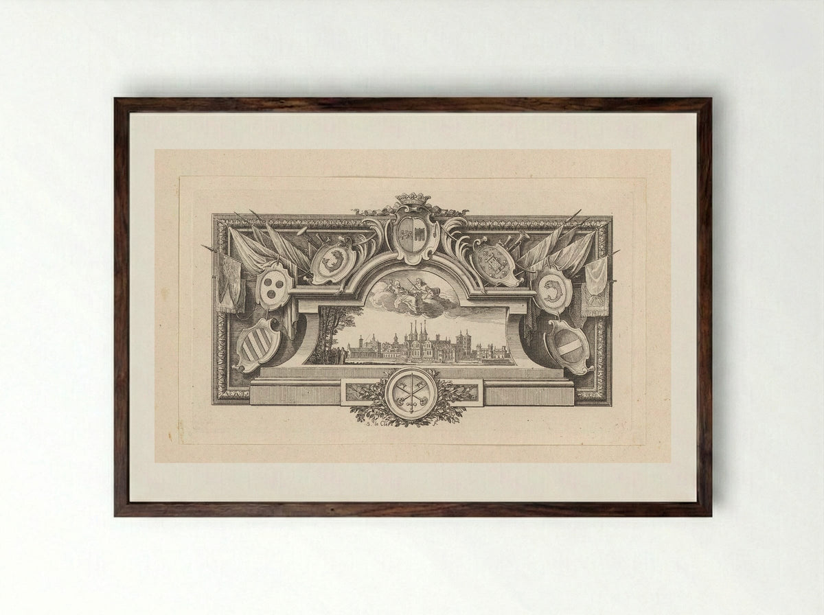 Vignette with a View of Cluny - Sébastien Leclerc - Framed Print Dark Wood