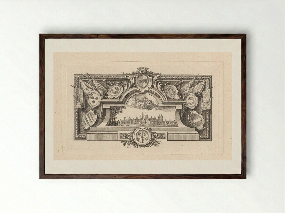 Vignette with a View of Cluny - Sébastien Leclerc - Framed Print Dark Wood