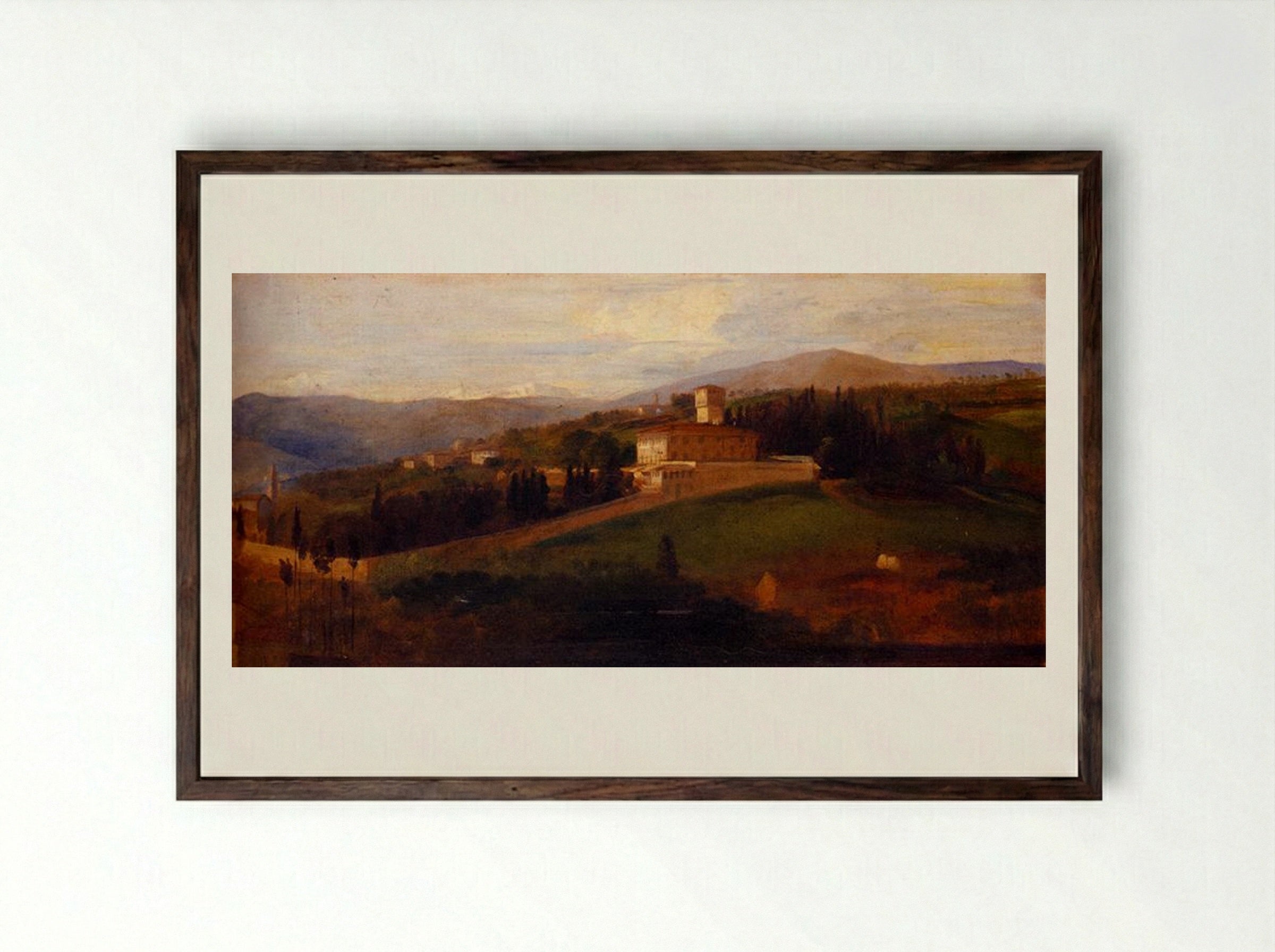 Villa La Petraia - George Frederick Watts - Framed Print Dark Wood