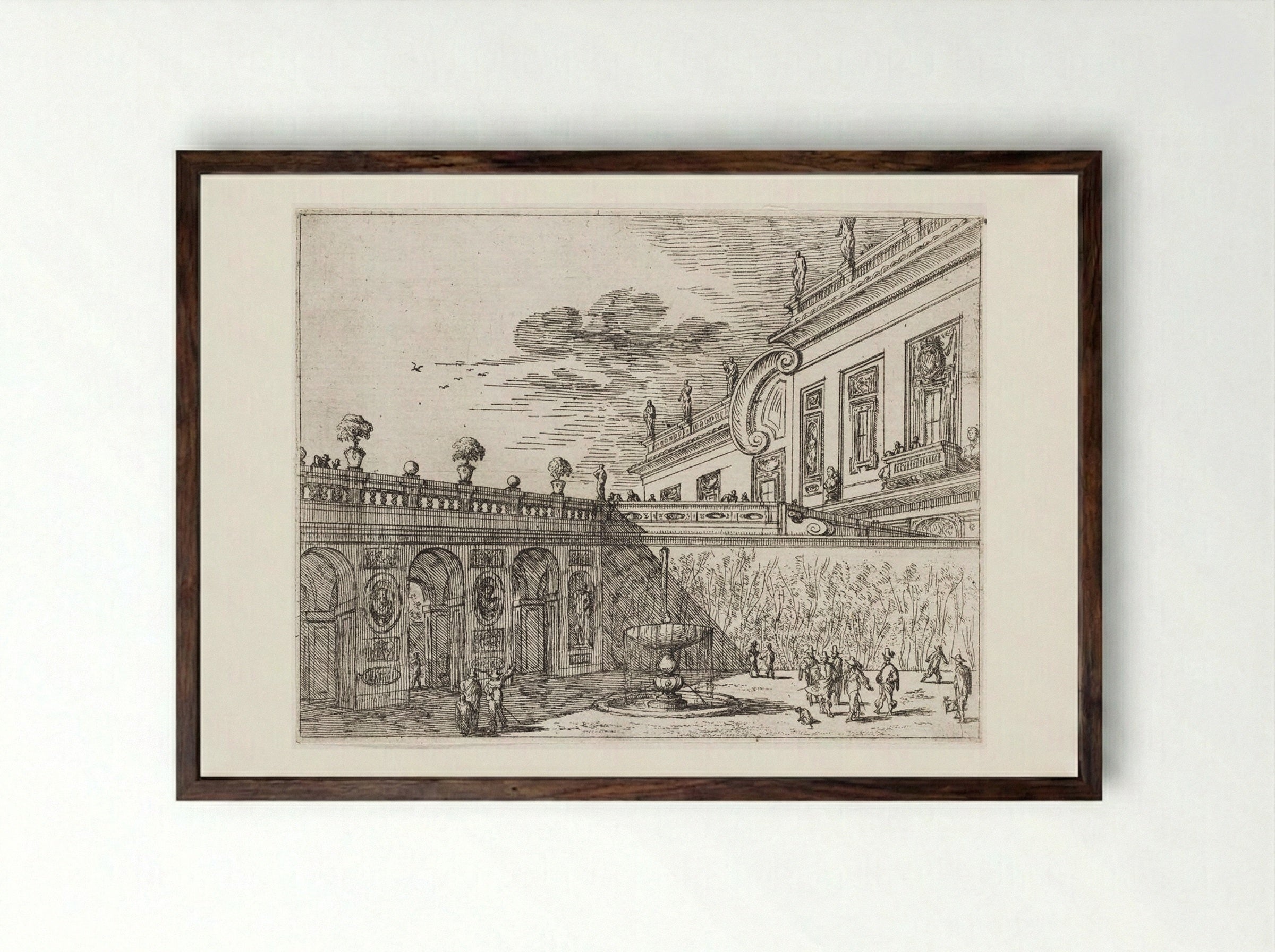 Villa Ludovisi, with the Palazzo - Johann Wilhelm Baur - Framed Print Dark Wood