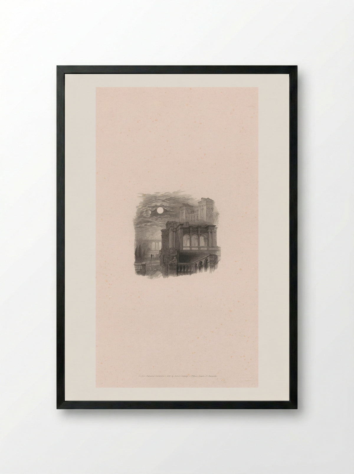 Villa Madama, Moonlight - Henry Le Keux - Framed Print Black