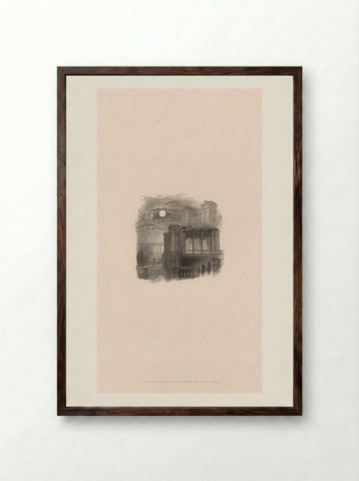 Villa Madama, Moonlight - Henry Le Keux - Framed Print Dark Wood