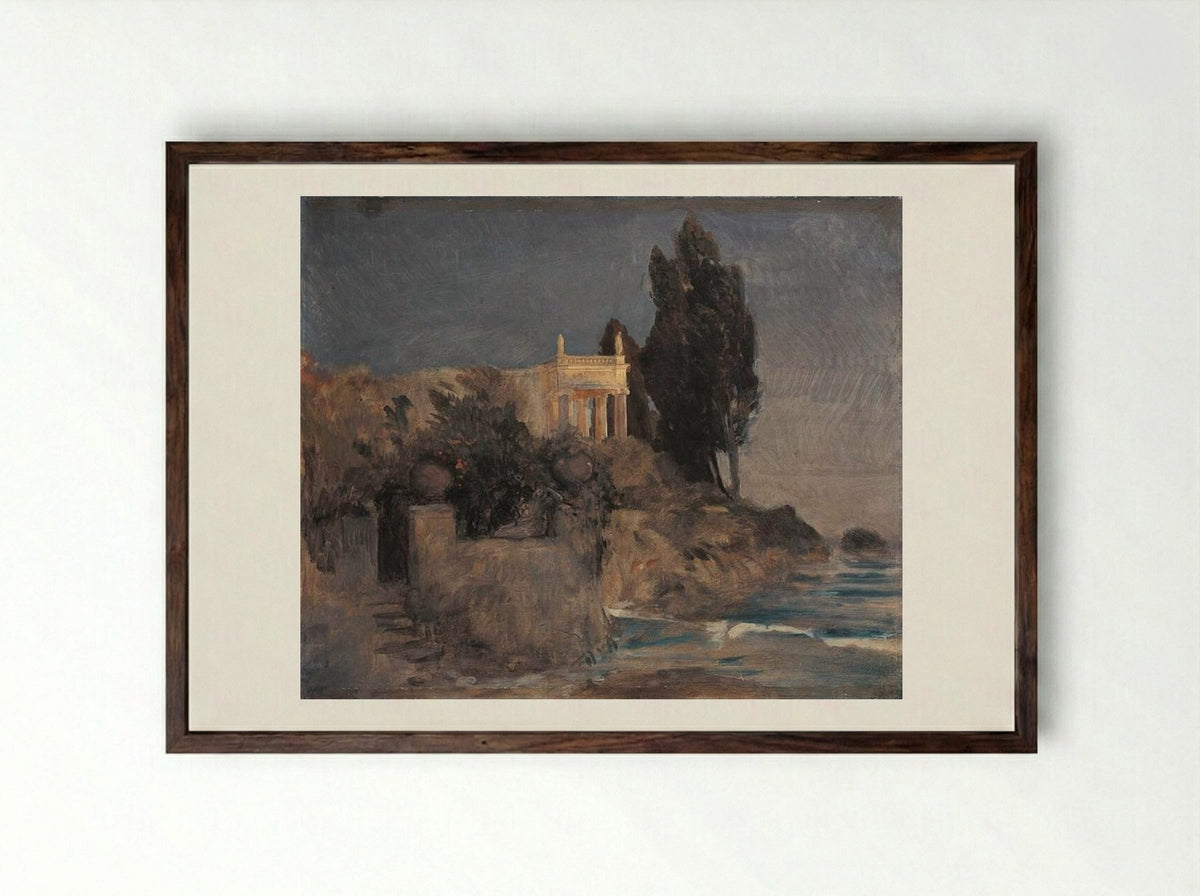 Villa by the Sea - Arnold Böcklin - Framed Print Dark Wood