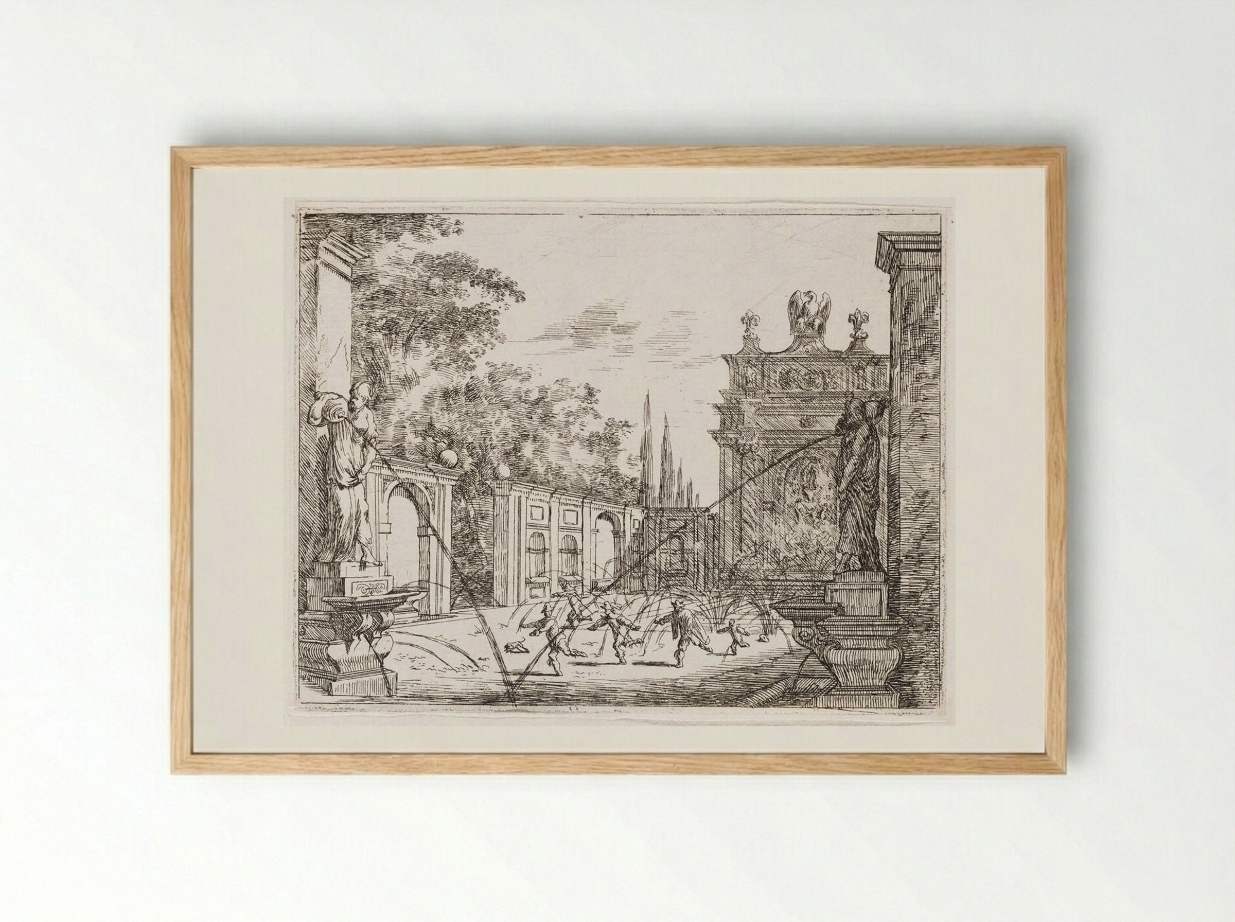 Villa d'Este, Fountain of the Owl - Johann Wilhelm Baur - Framed Print Wood