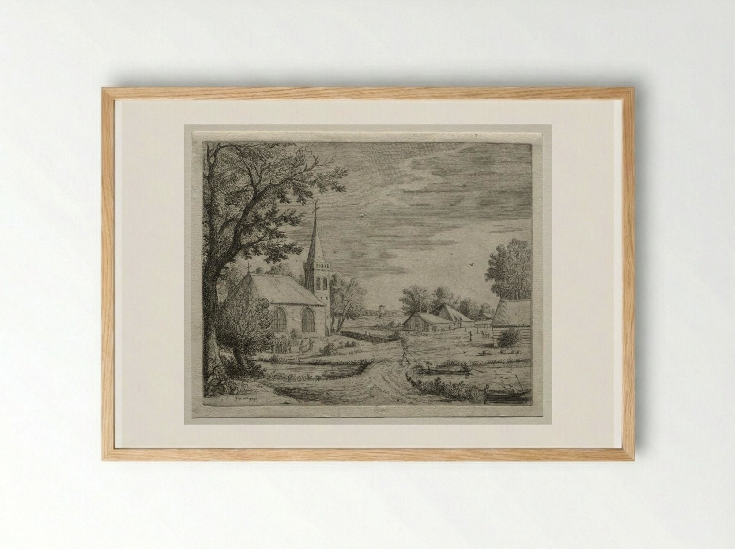Village Church - Jan van Goyen - Framed Print Wood