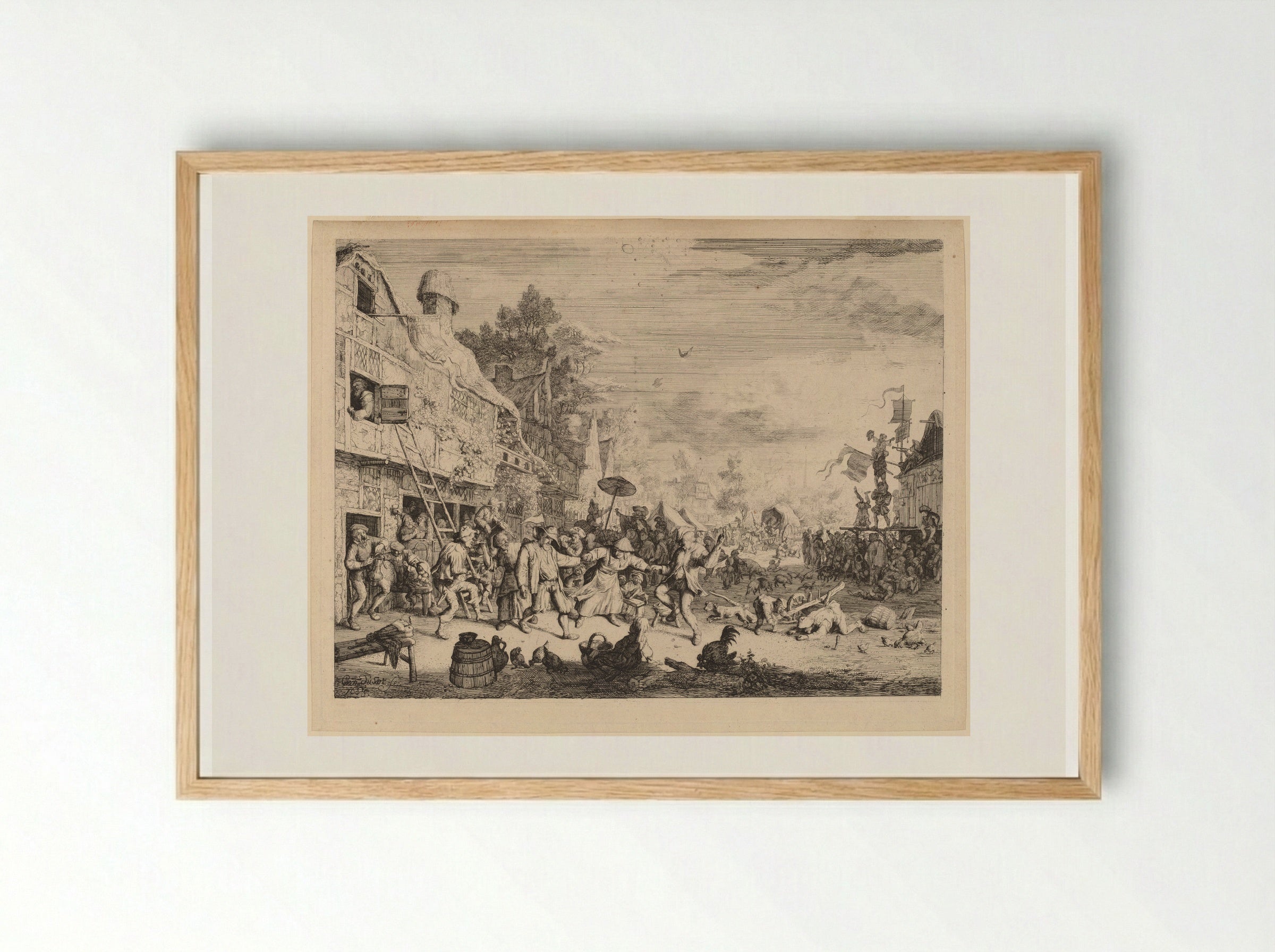 Village Festival - Cornelis Dusart - Framed Print Wood