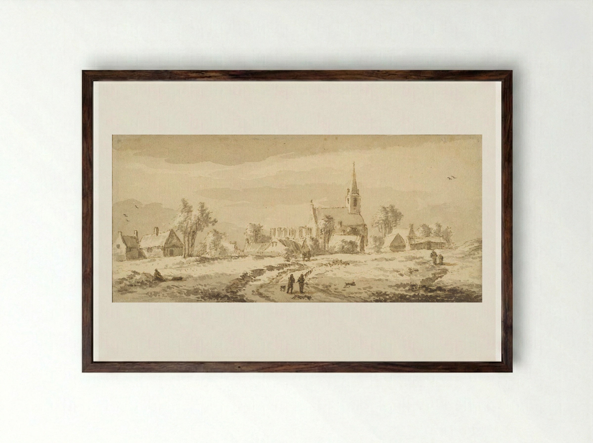 Village Landscape (Noordwijkerhout) - Abraham Rademaker - Framed Print Dark Wood