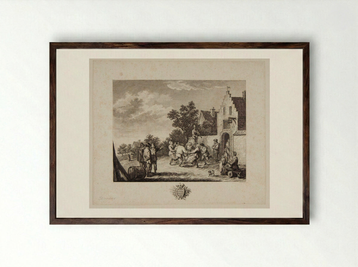 Village Merry-Making - Carl Wilhelm Weisbrod - Framed Print Dark Wood