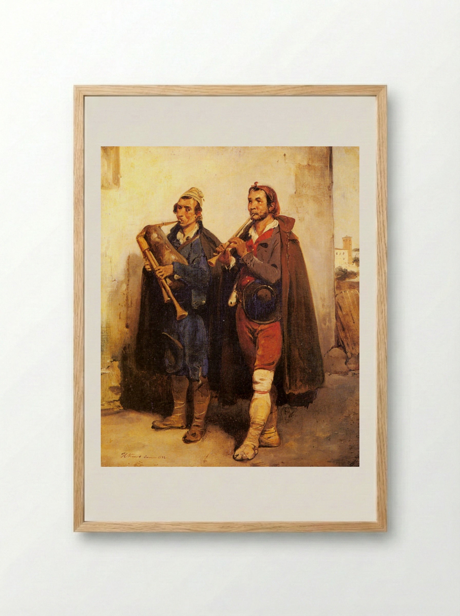 Village Musicians - Horace Vernet - Framed Print Wood