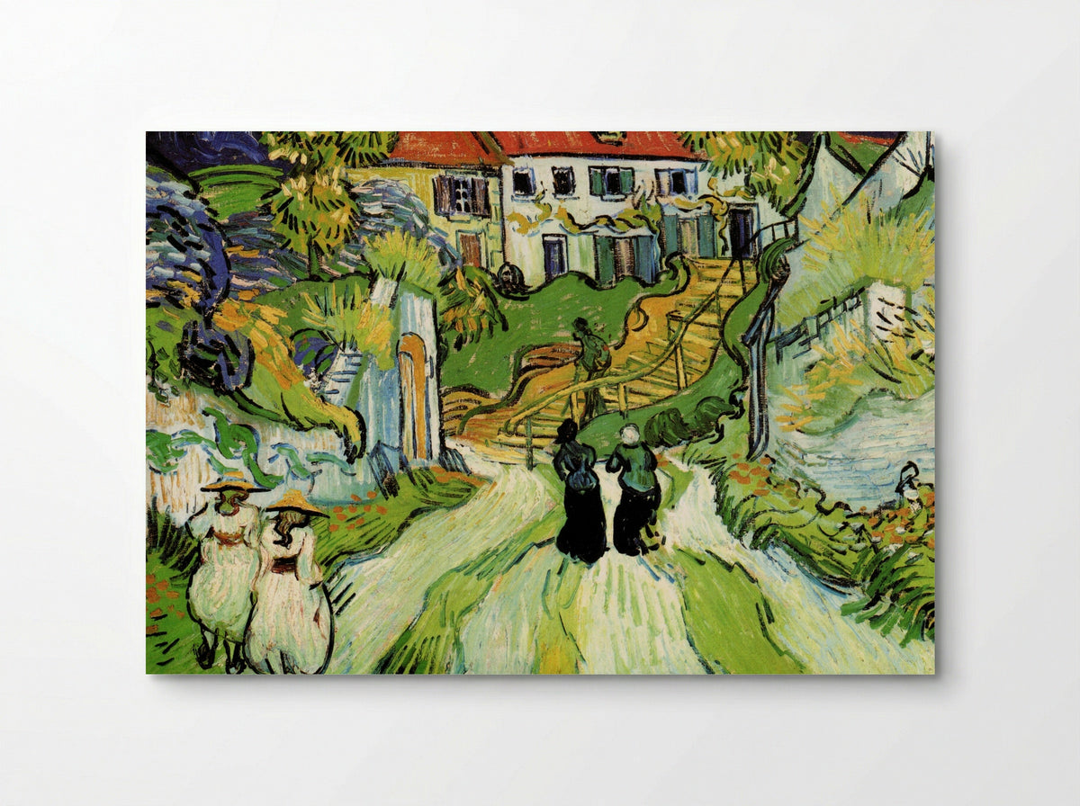 Village Street and Steps in Auvers with Figures - Vincent van Gogh - Poster