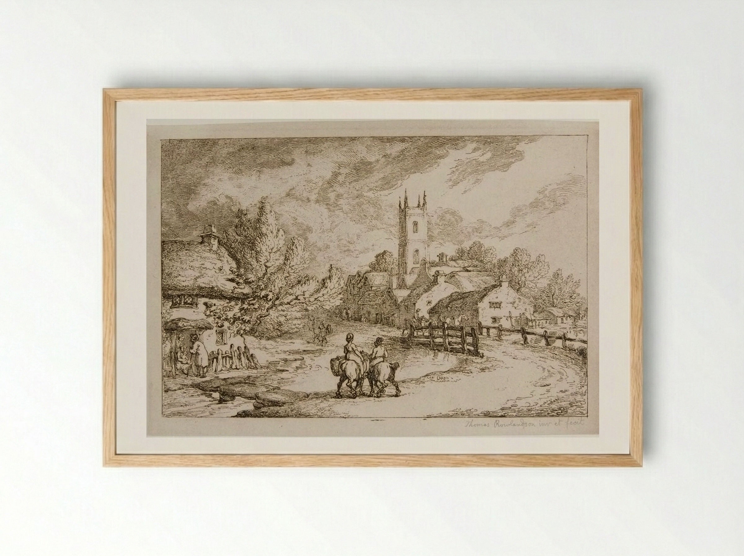 Village Street - Thomas Rowlandson - Framed Print Wood