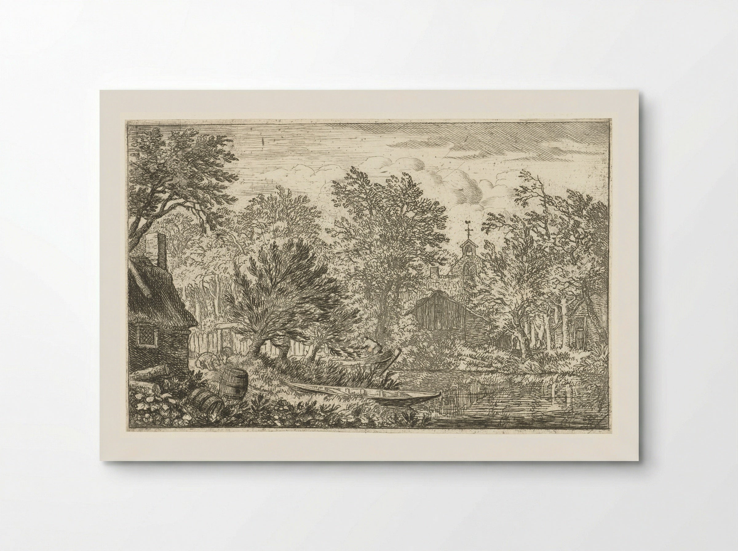 Village View with Rowing Boat - Allaert van Everdingen - Poster