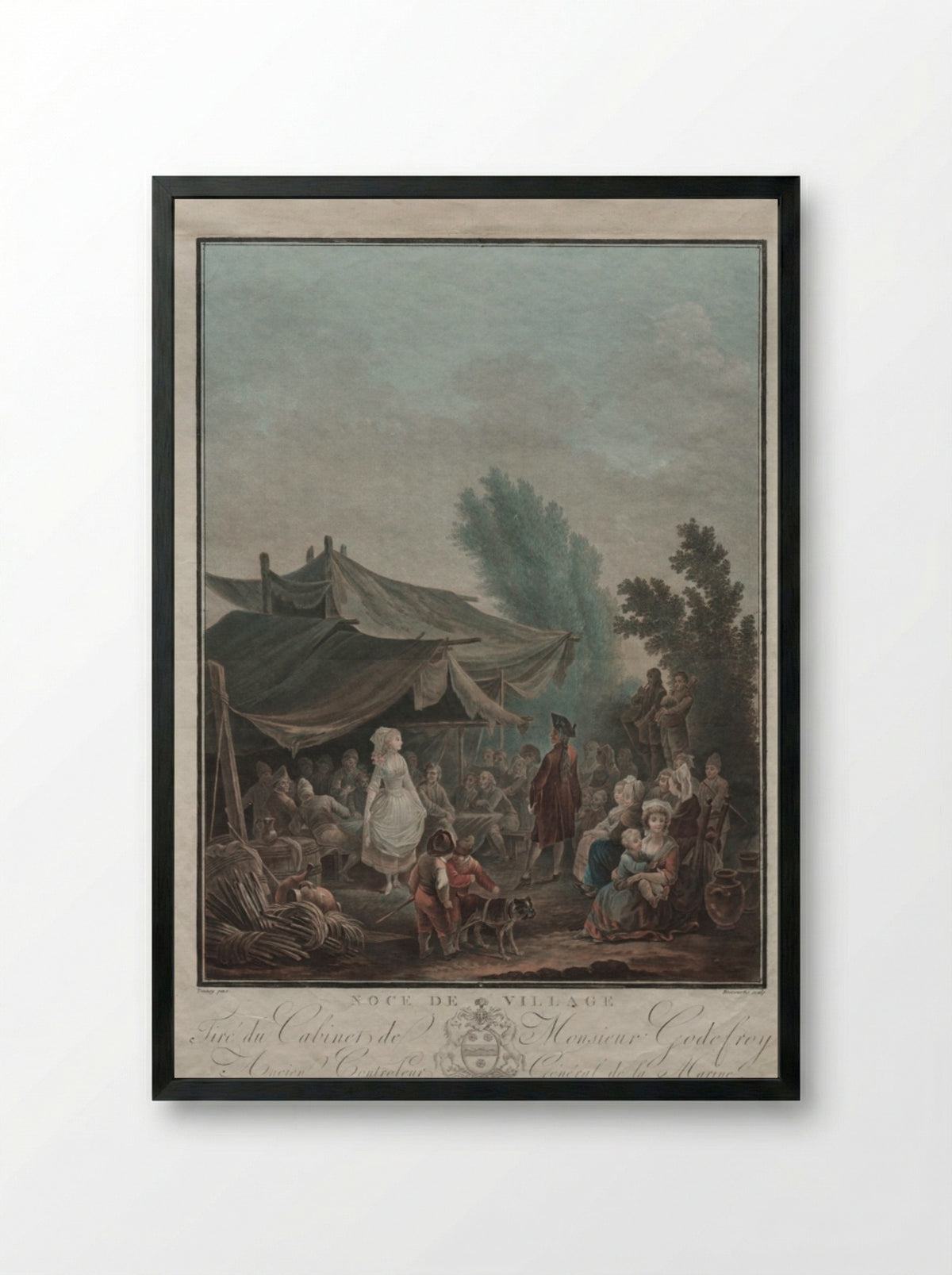 Village Wedding - Charles-Melchior Descourtis - Framed Print Black