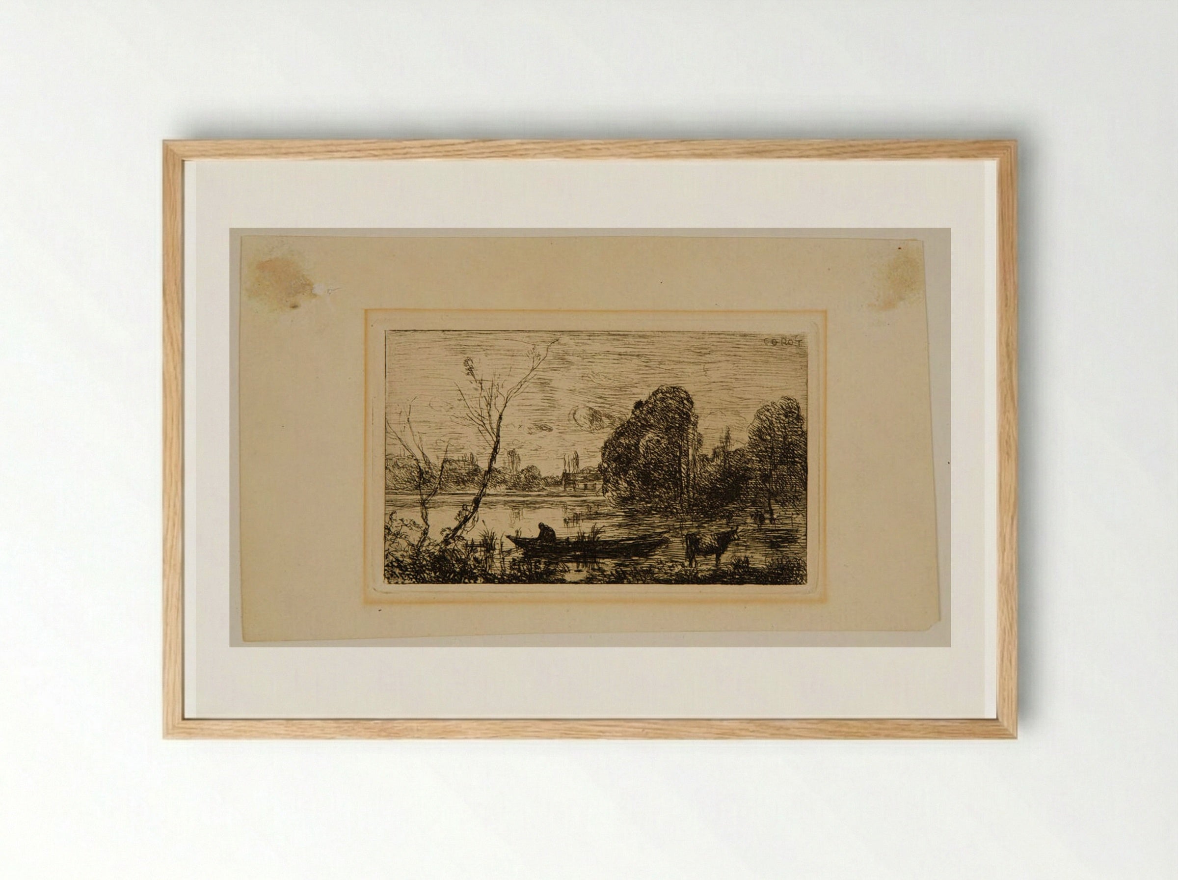 Village of Avray: Boating Pond - Jean-Baptiste-Camille Corot - Framed Print Wood