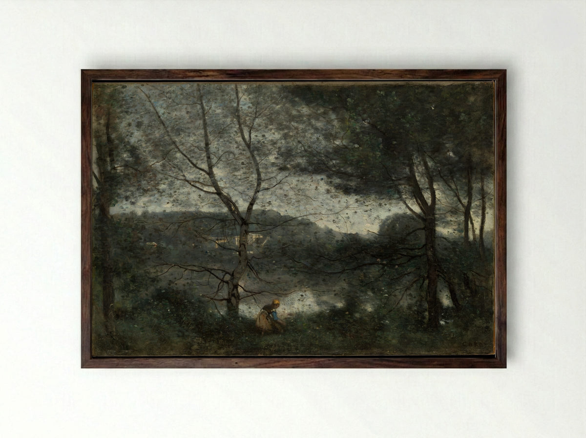 Ville-d'Avray - Jean-Baptiste-Camille Corot - Framed Print Dark Wood