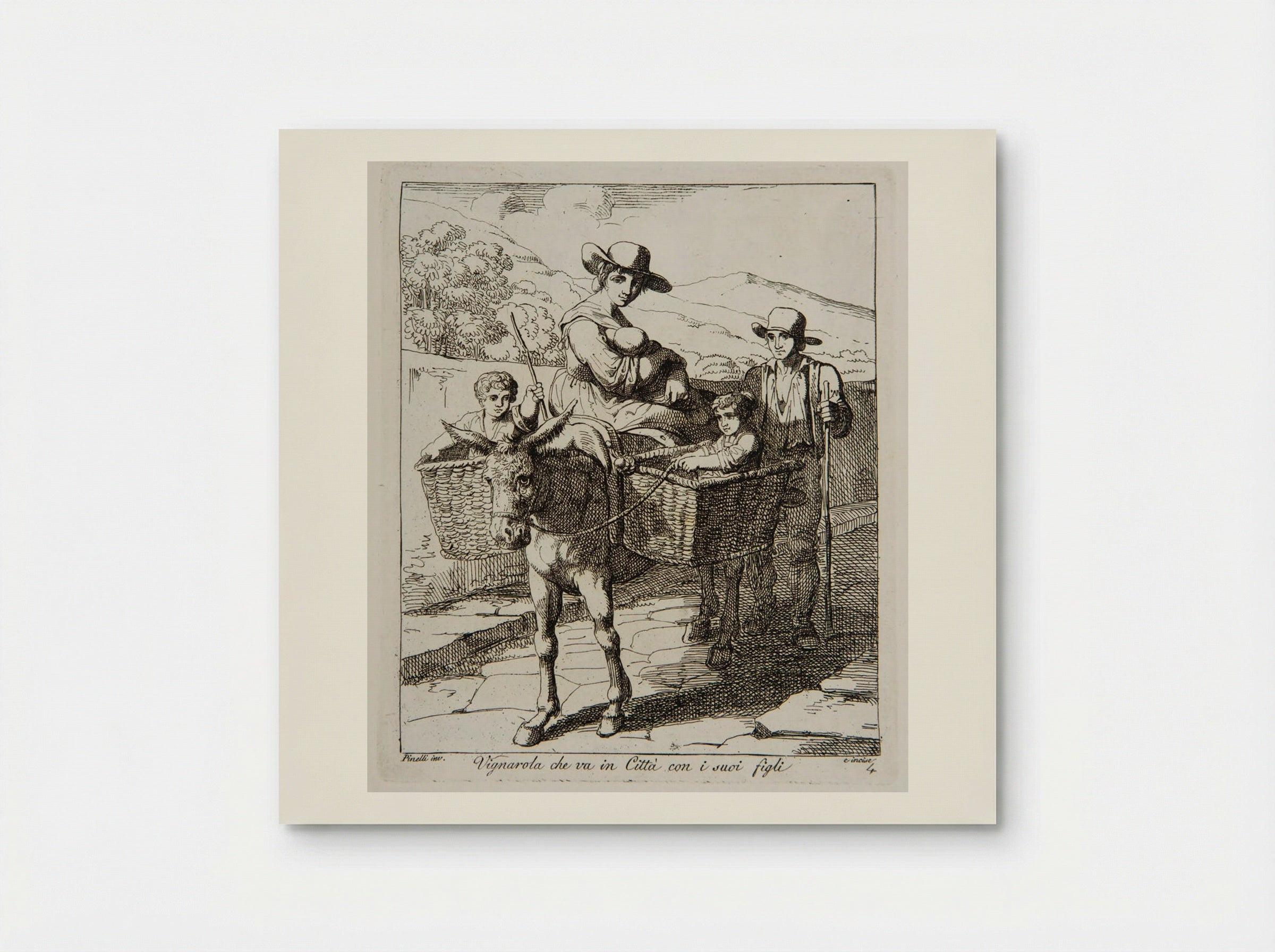 Vine-dresser Going to Town with the Children - Bartolomeo Pinelli - Poster