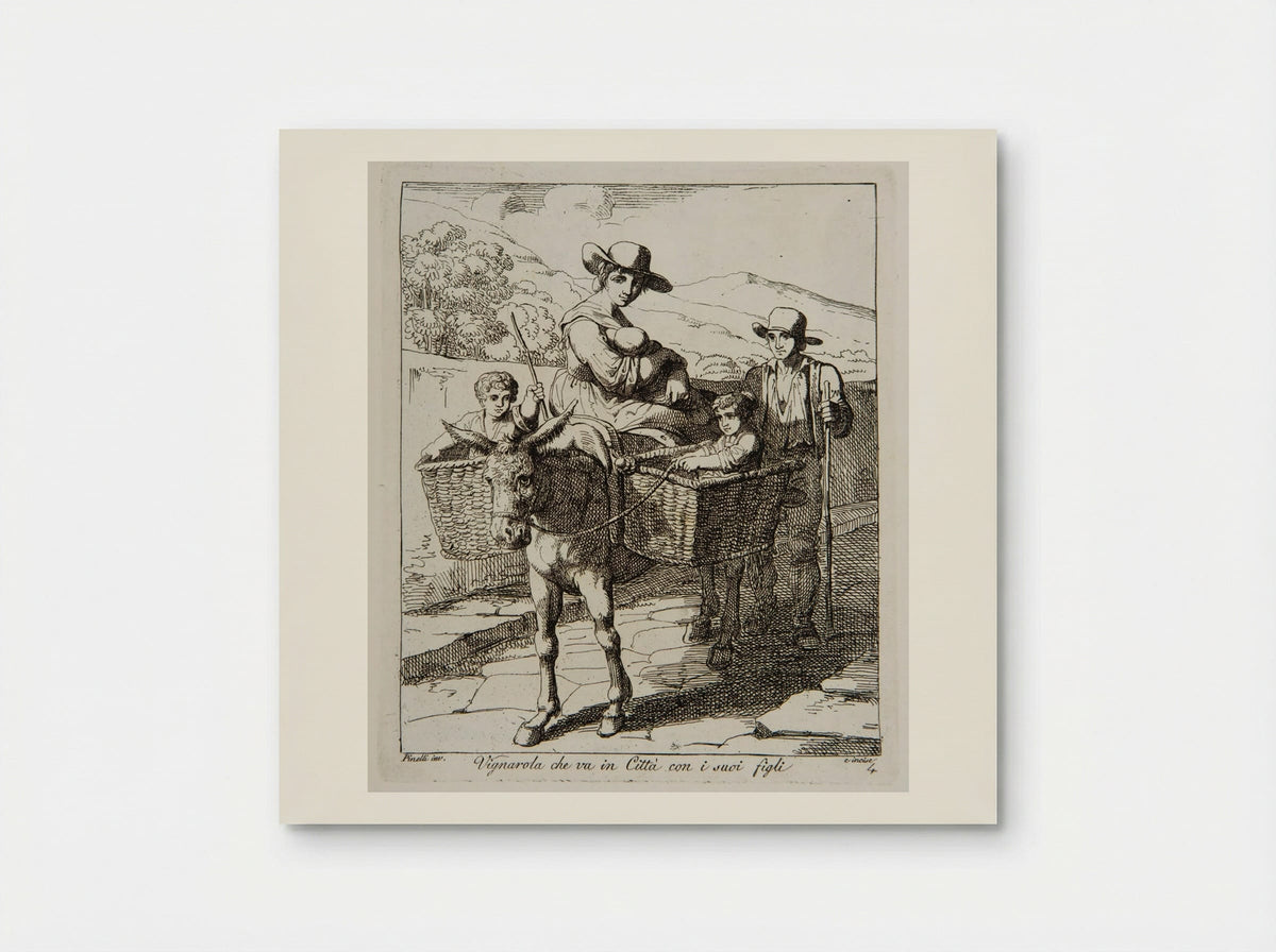 Vine-dresser Going to Town with the Children - Bartolomeo Pinelli - Poster