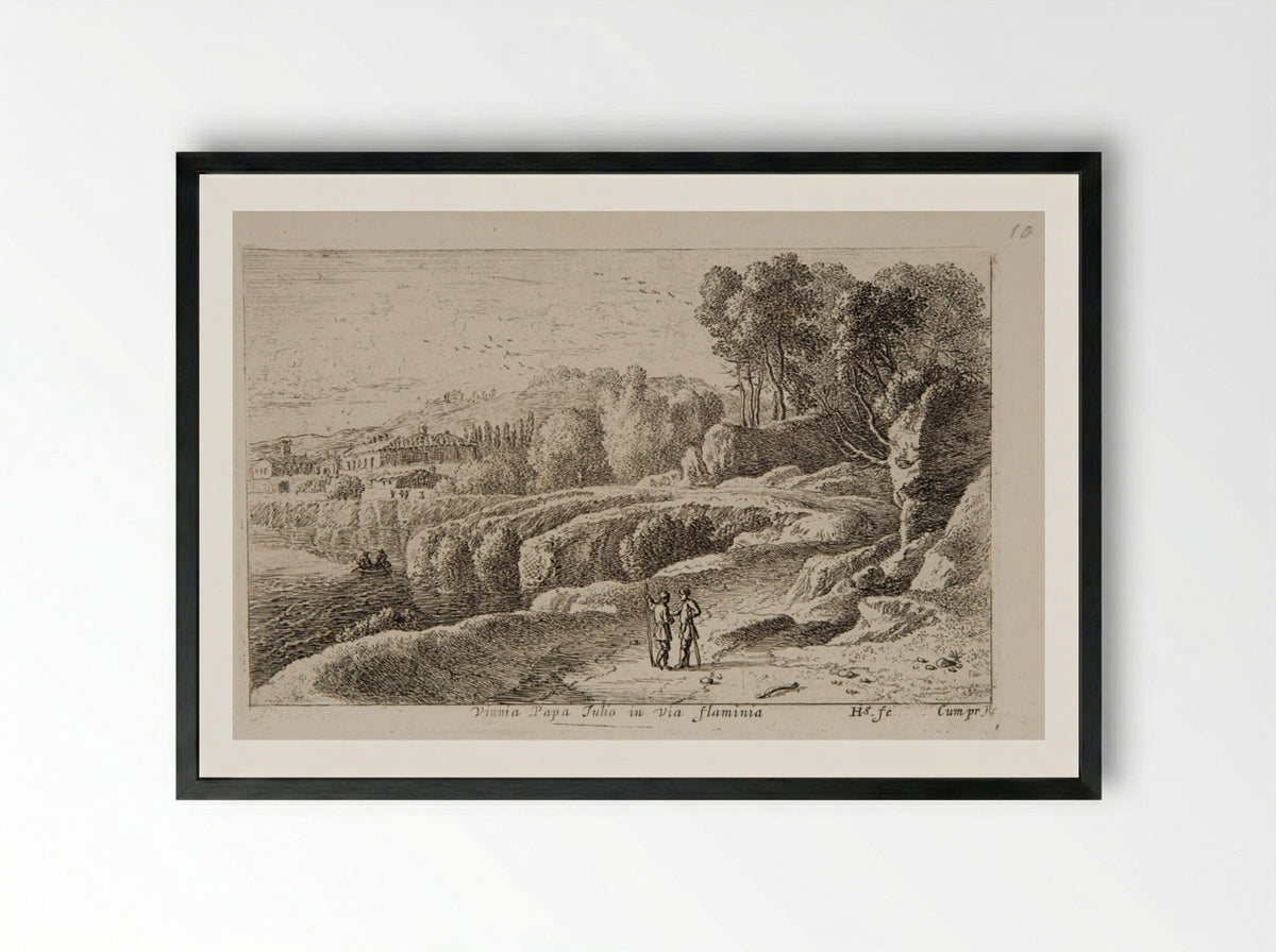 Vineyard of Pope Julius on the Via Flaminia - Herman van Swanevelt - Framed Print Black