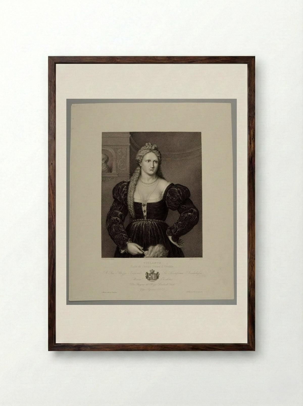 Violante, Daughter of Palma Vecchio - Galgano Cipriani - Framed Print Dark Wood