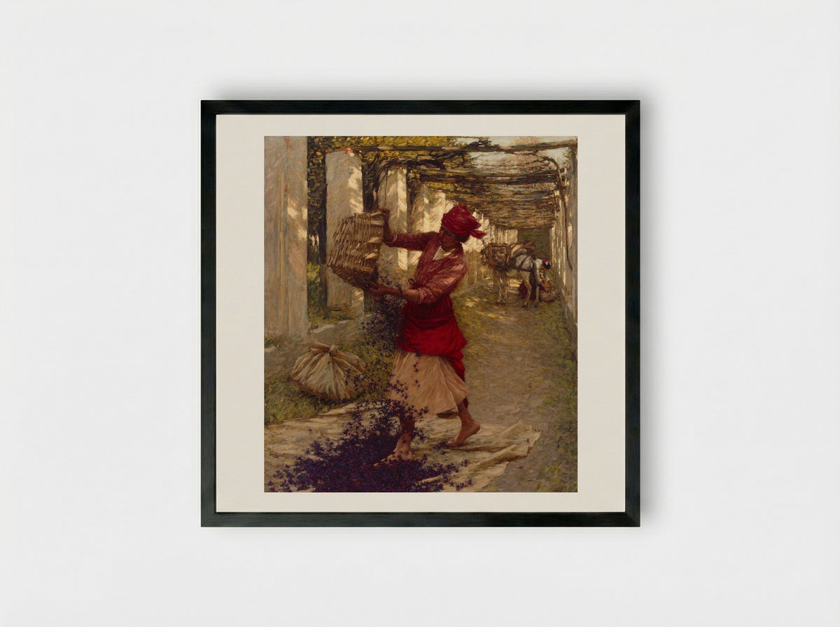 Violets for Perfume - Henry Herbert La Thangue - Framed Print Black