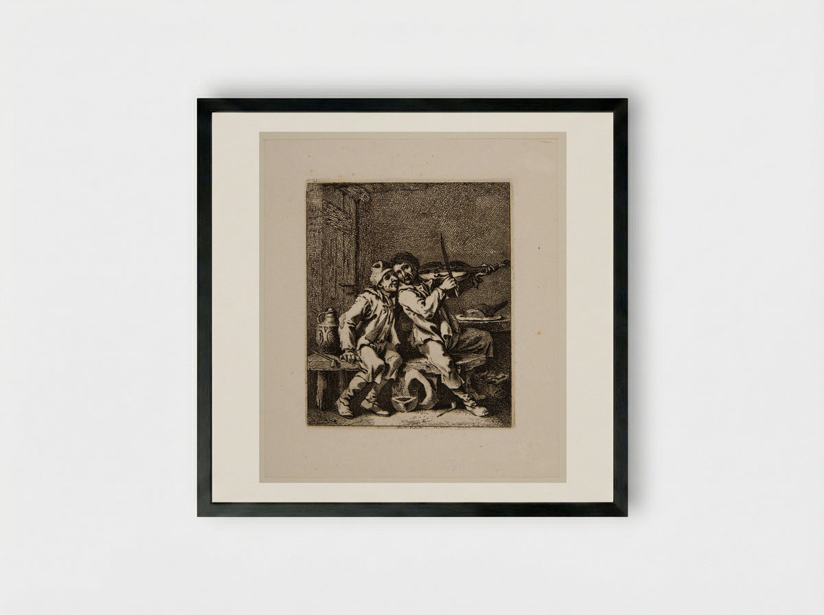 Violin Player - Ferdinand Kobell - Framed Print Black